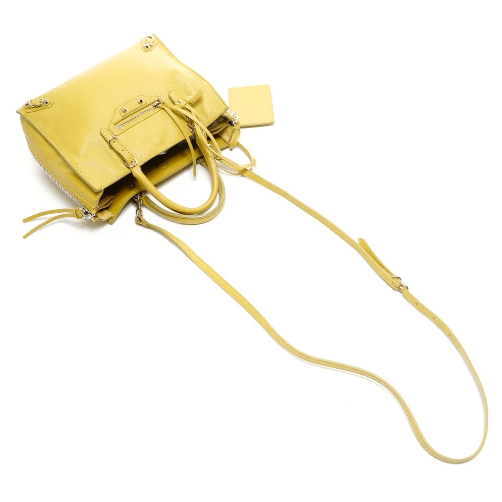Balenciaga Paper Yellow Leather Shoulder Bag (Pre-Owned)