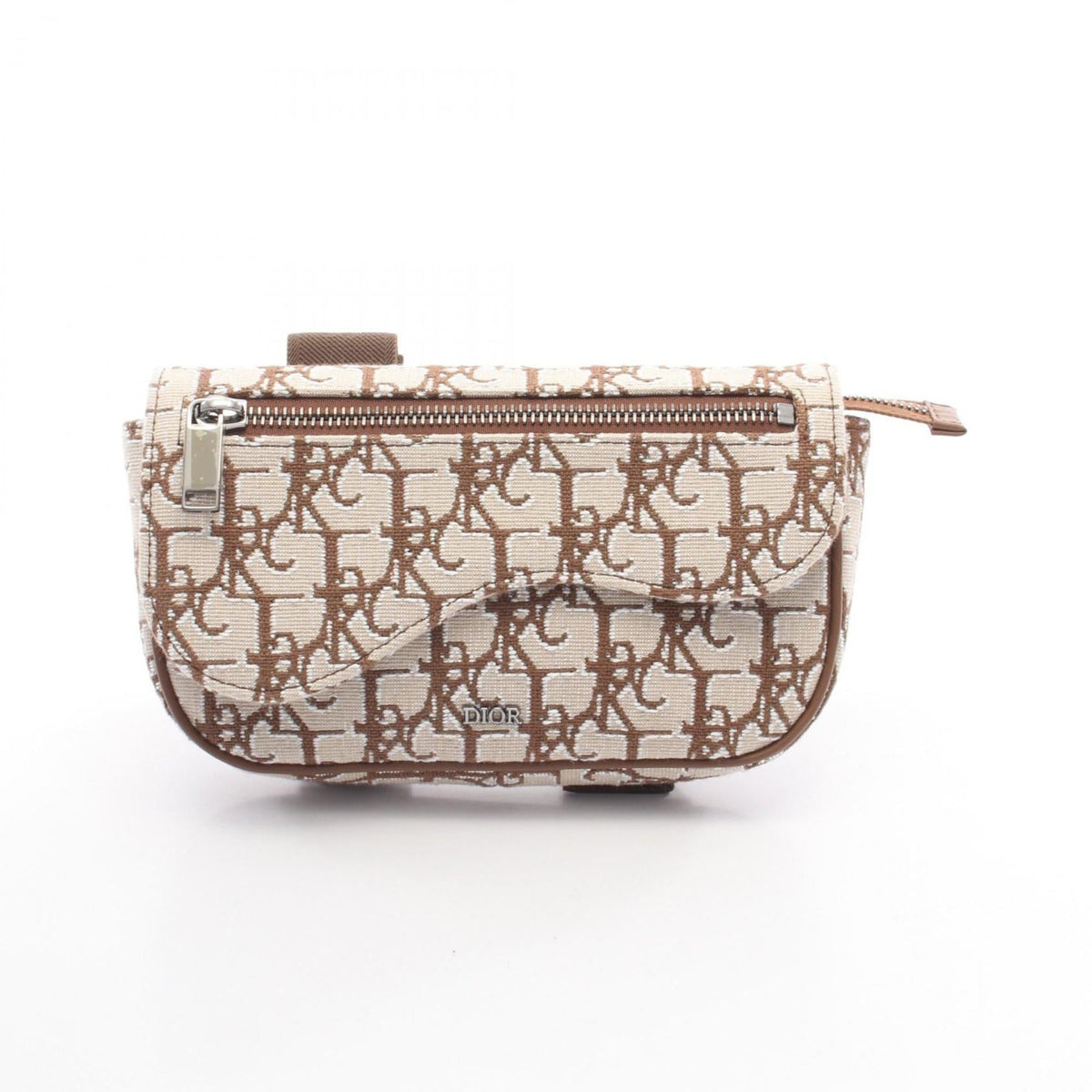 Christian Dior Beige Brown Canvas Handbag Saddle Bag (Pre-Owned)