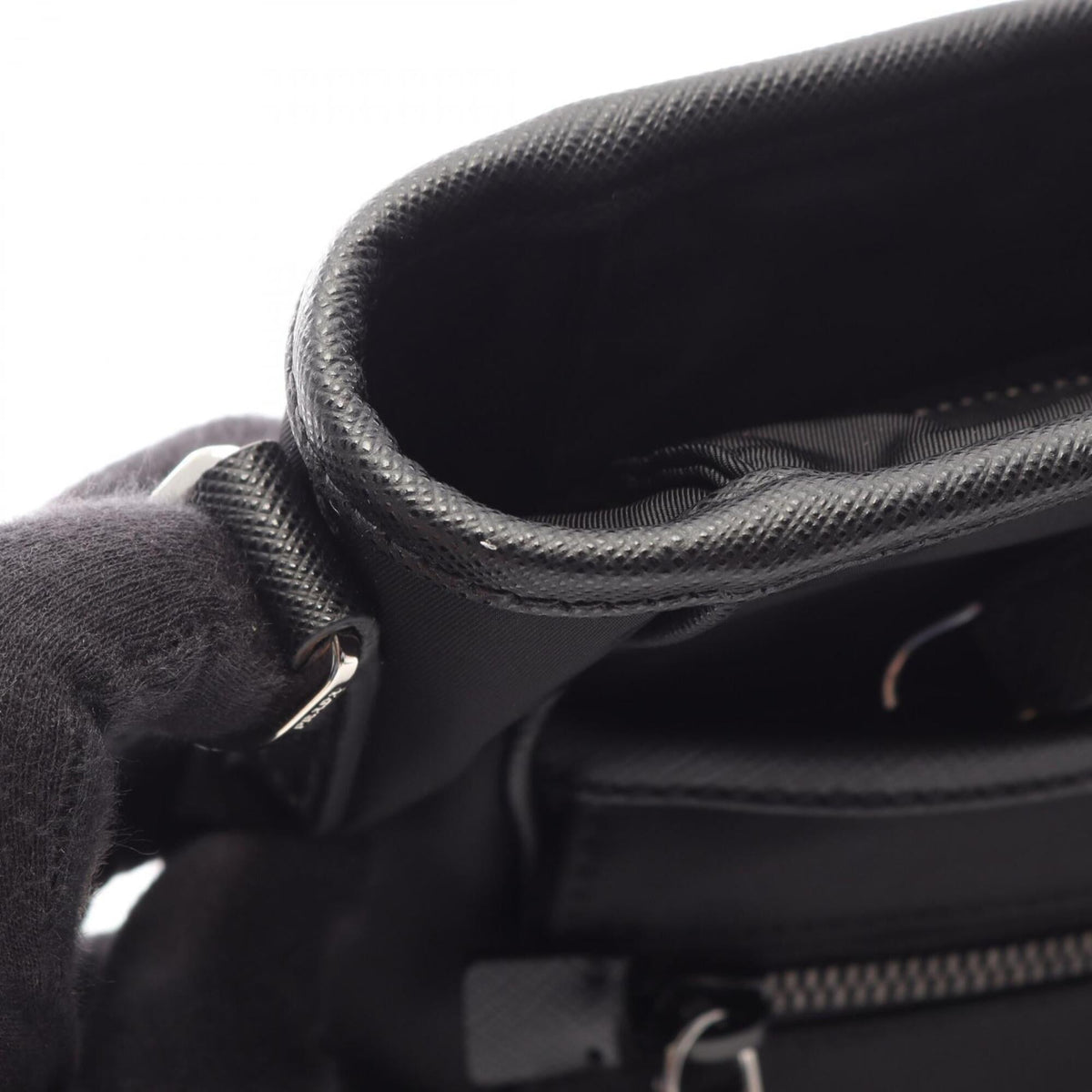 Prada Saffiano Black Nylon Saffiano Handbag Tote Bag (Pre-Owned)