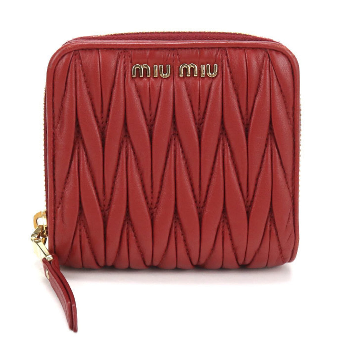 Miu Miu Red Color Leather Wallet (Bi-Fold) (Pre-Owned)