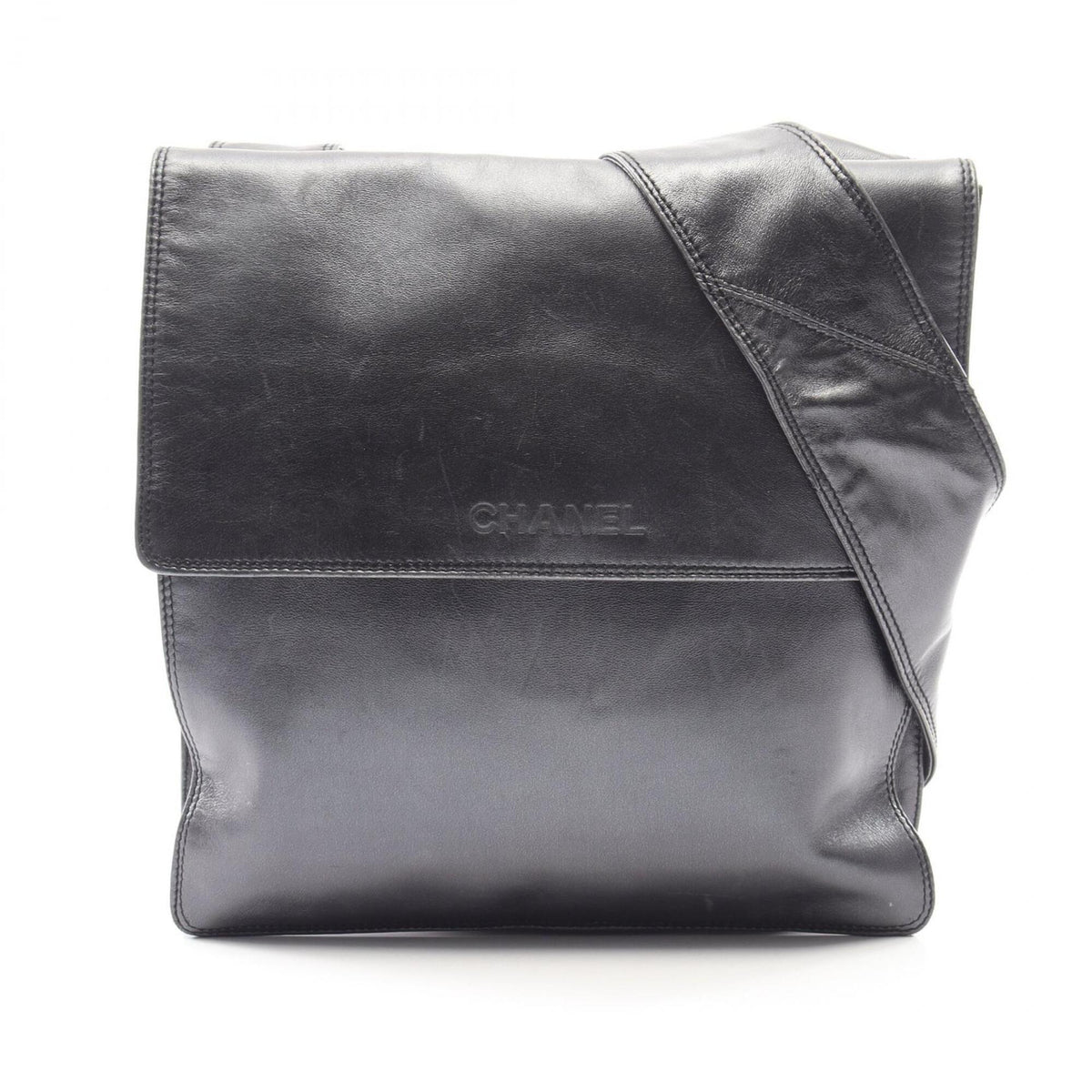 Chanel Black Leather Handbag Shoulder Bag (Pre-Owned)