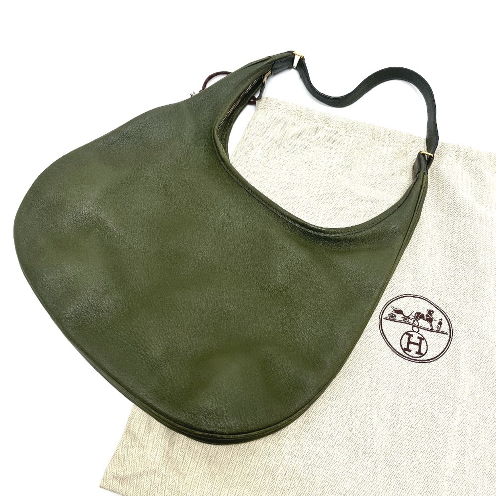 Hermes Khaki Leather Handbag (Pre-Owned)