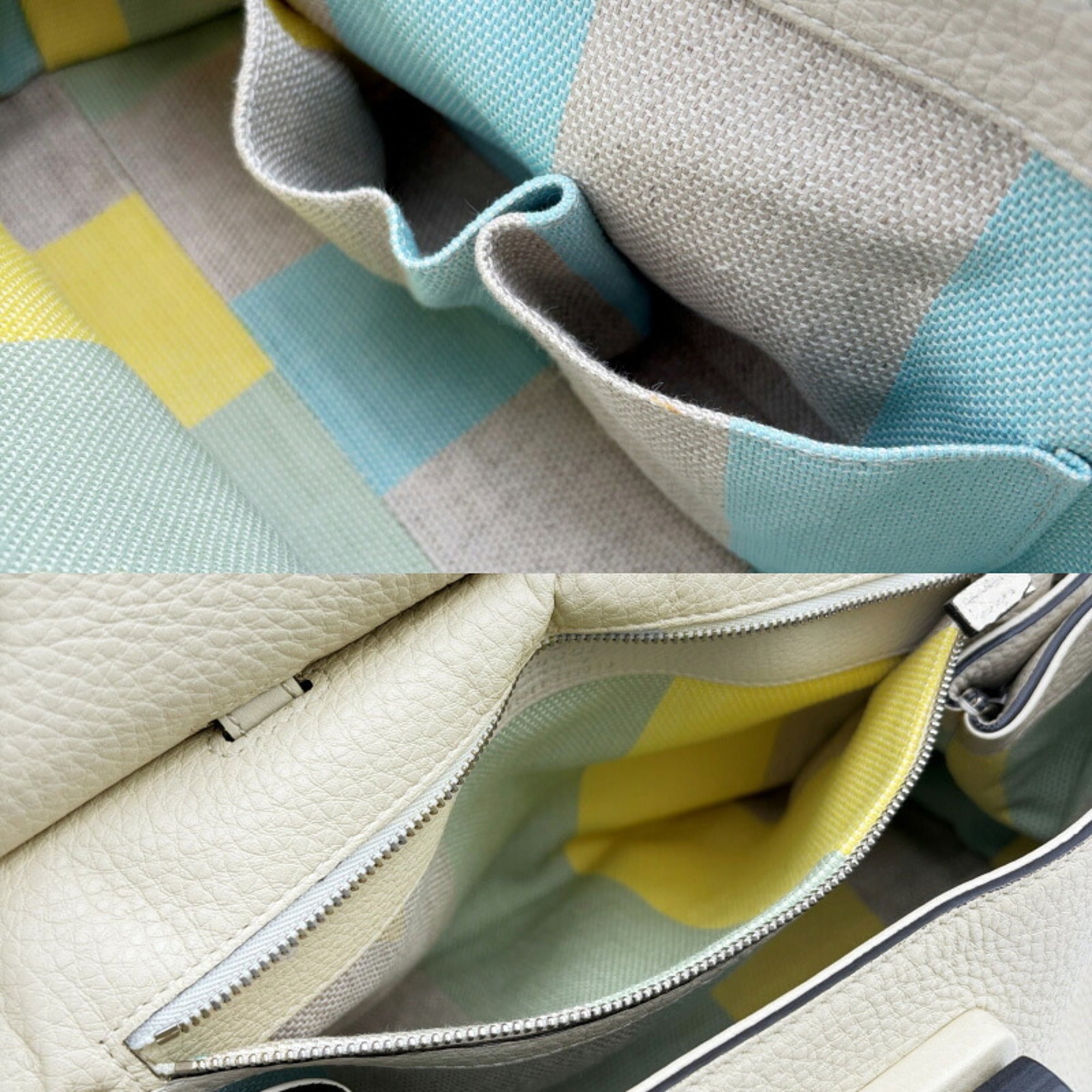 Gucci Bamboo Ivory Multi-Color Leather Shoulder Bag (Pre-Owned)