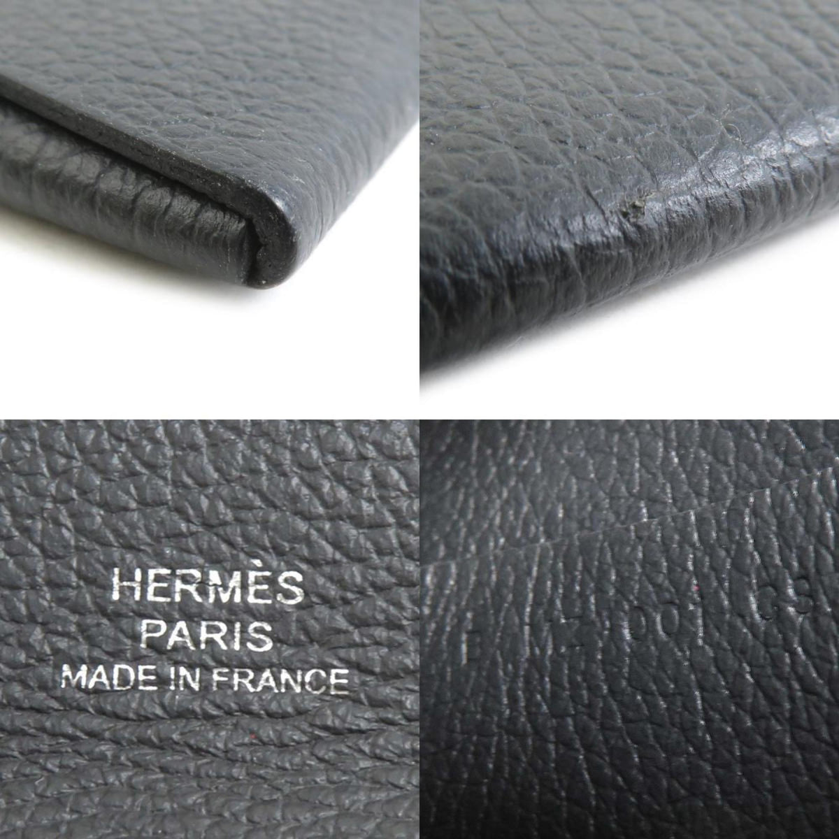 Hermes Black Evercalf Leather Coin Purse/Coin Case (Pre-Owned)