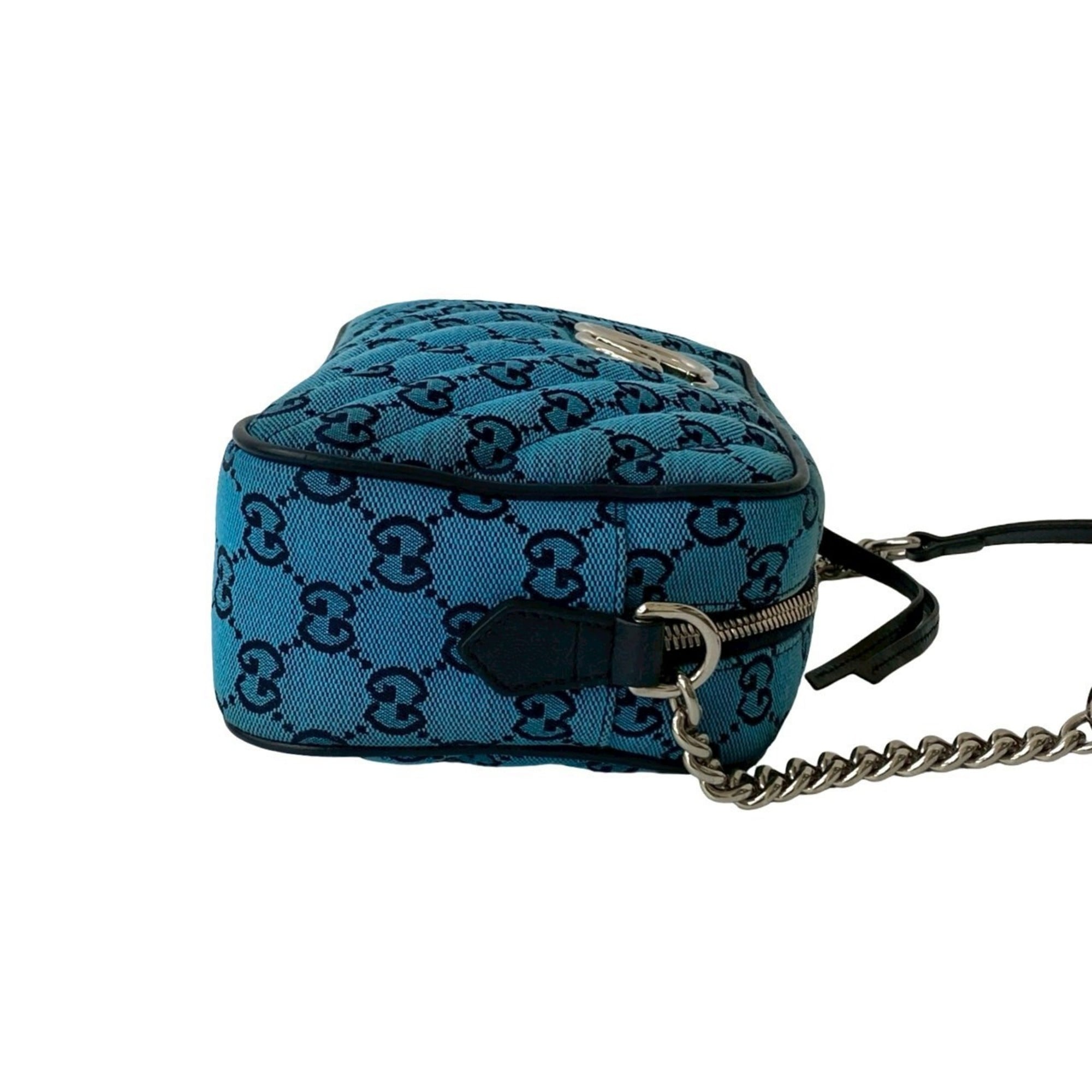 Gucci Blue Navy Canvas Leather Pochette Shoulder Bag (Pre-Owned)