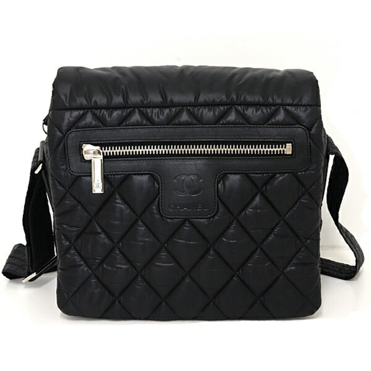 Chanel Coco Cocoon Black Nylon Leather Messenger Bag Shoulder Bag (Pre-Owned)
