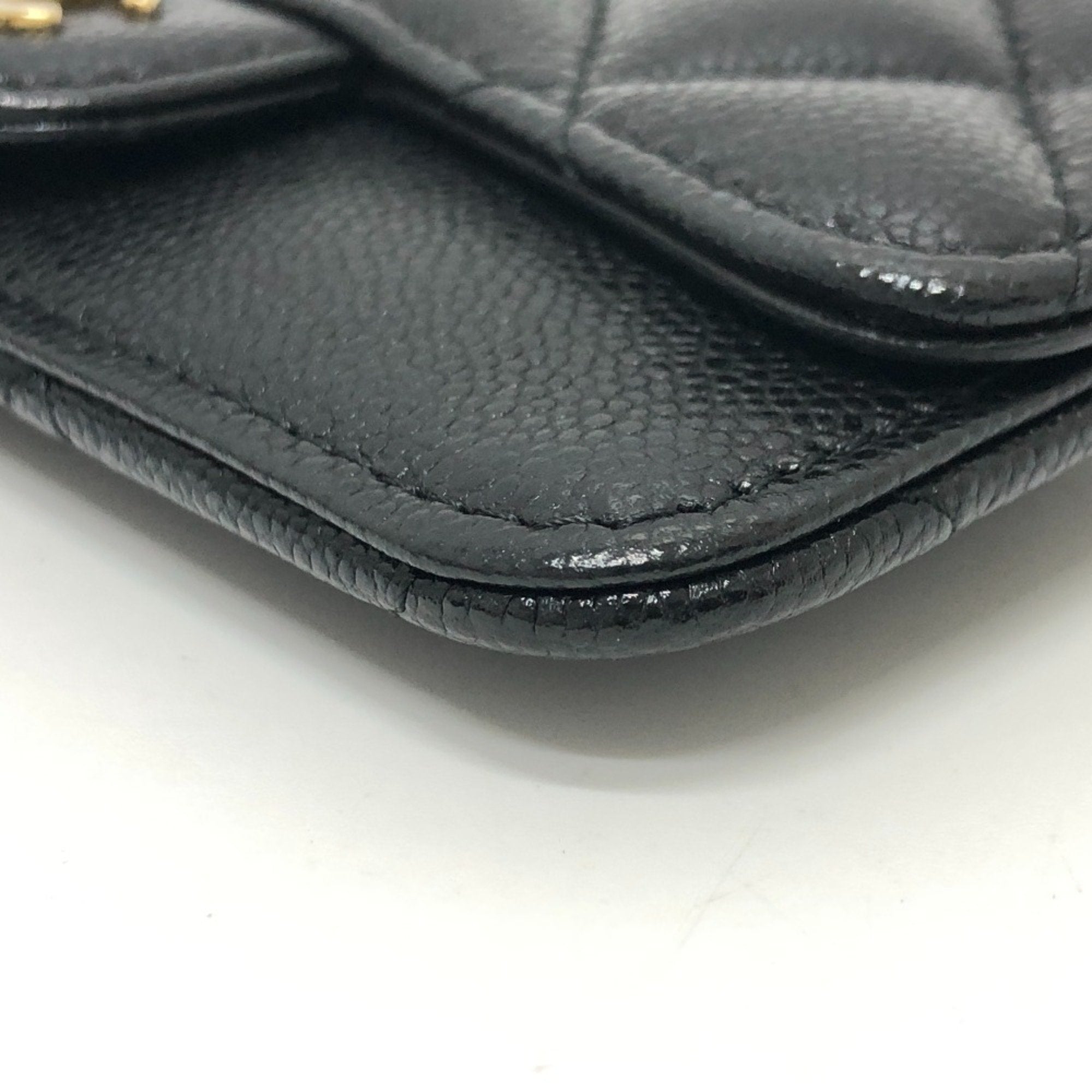 Chanel Black Grained Calfskin Coin Purse/Coin Case (Pre-Owned)