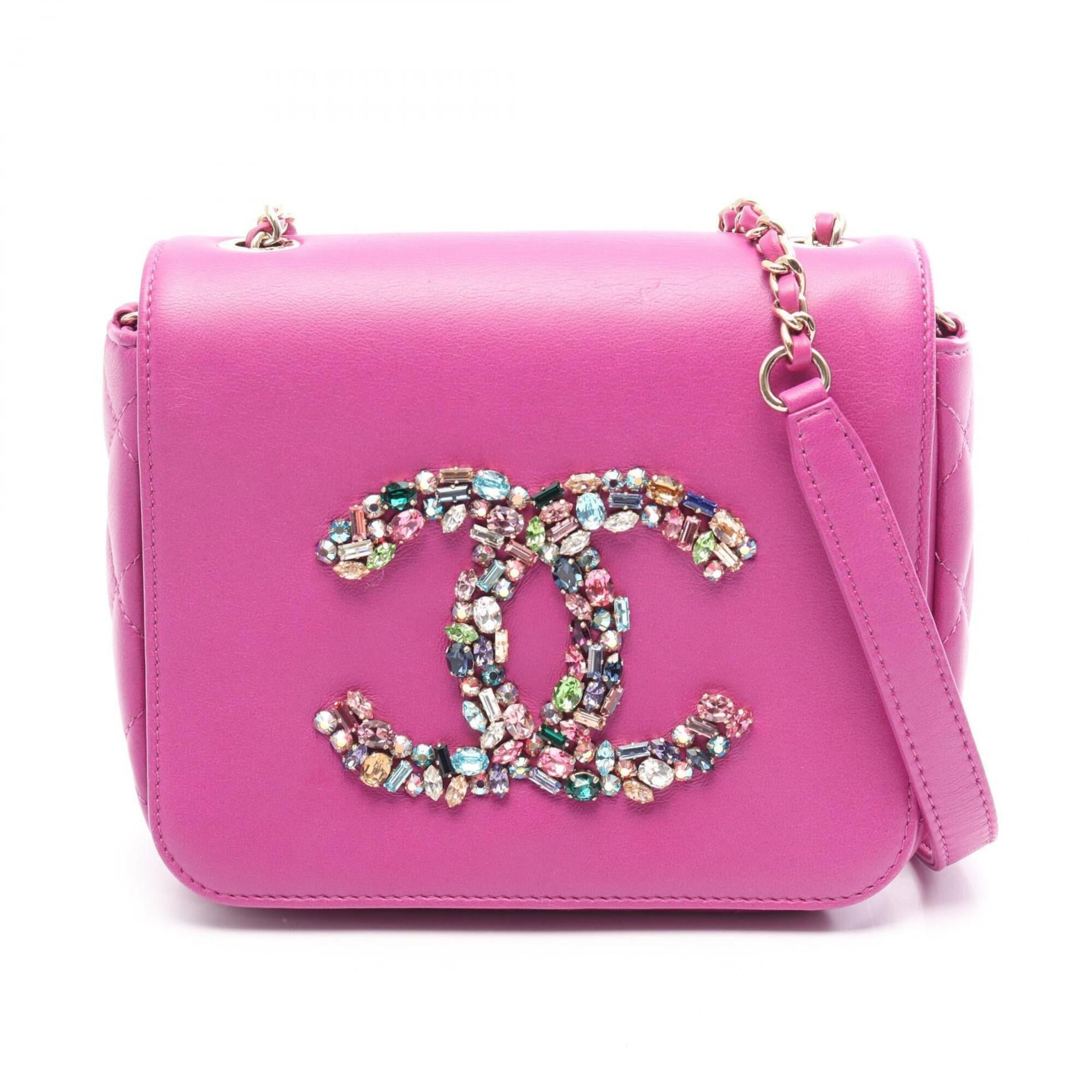 Chanel Purple Leather Handbag Shoulder Bag (Pre-Owned)
