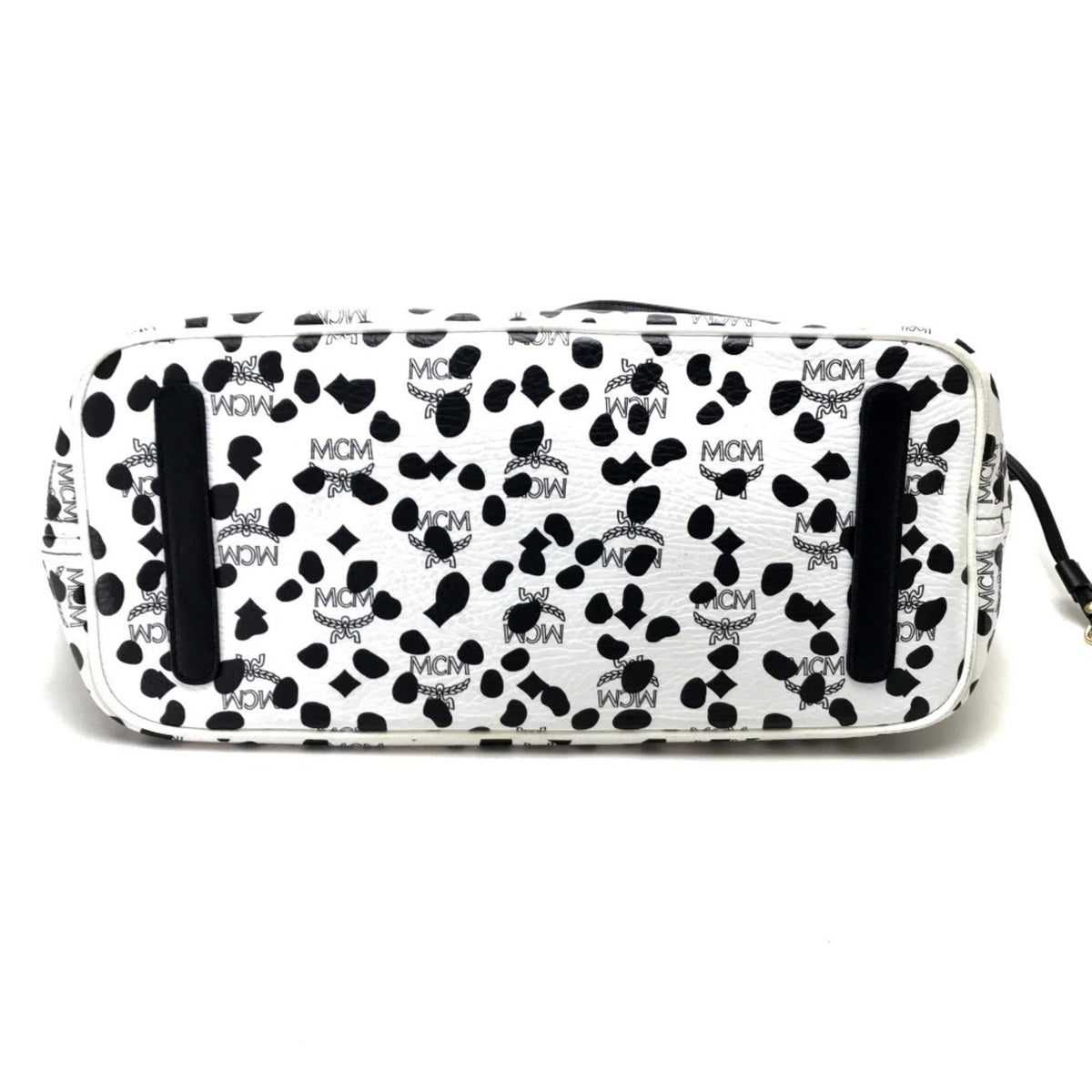 Mcm Black White Leather Shoulder Bag Tote Bag (Pre-Owned)