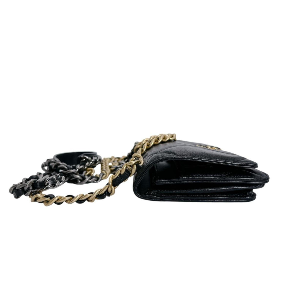 Chanel Black Leather Chain/Shoulder Wallet (Pre-Owned)