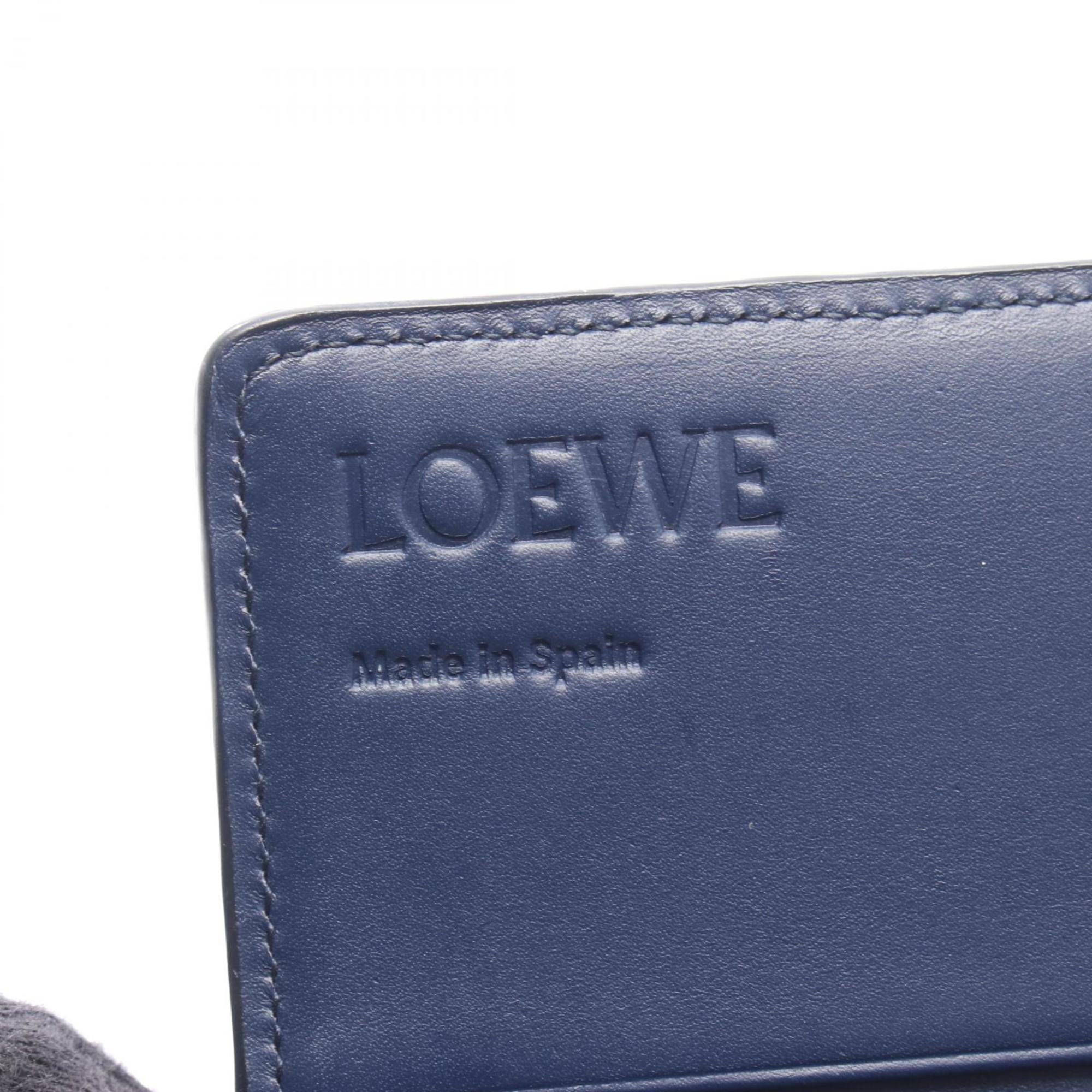 Loewe Navy Leather Long Wallet (Bi-Fold) (Pre-Owned)