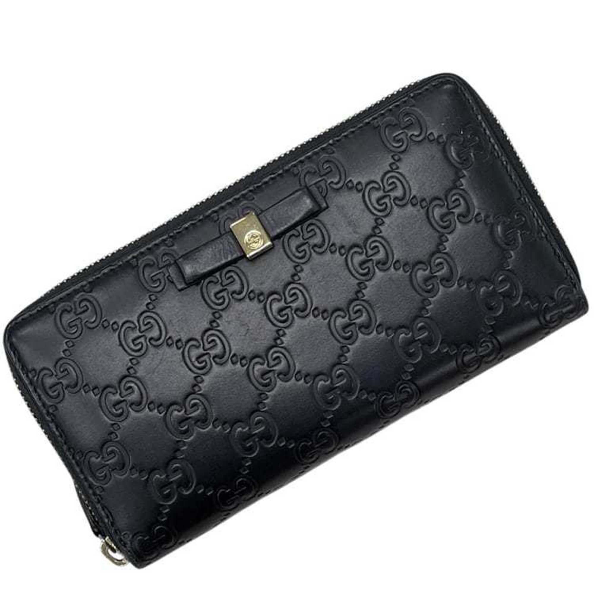Gucci Black Leather Long Wallet (Bi-Fold) (Pre-Owned)