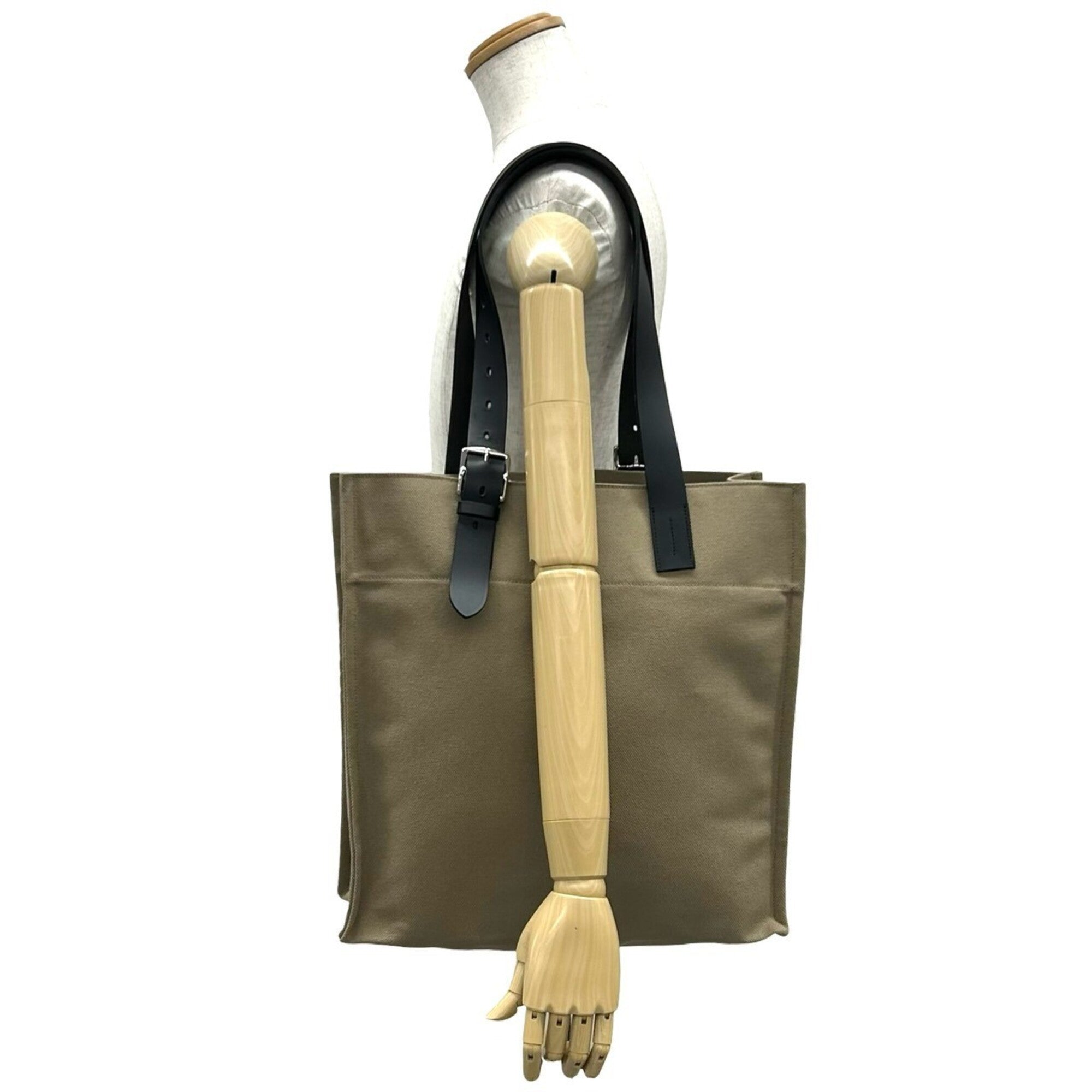 Hermes Black Brown Canvas Tote Bag (Pre-Owned)