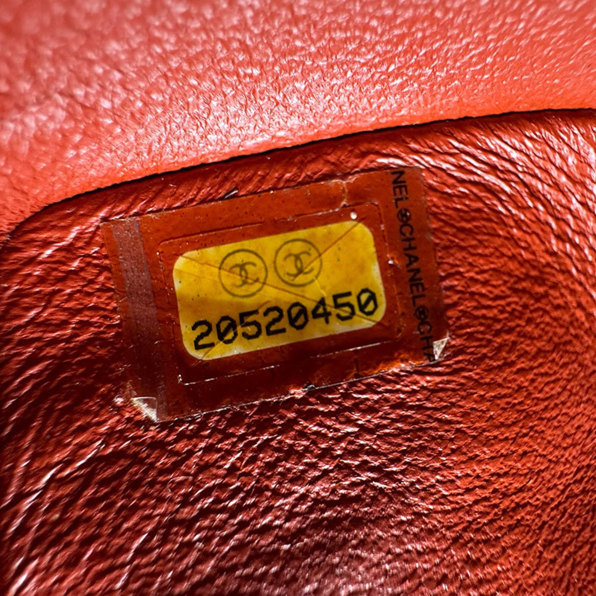 Chanel Orange Red Grained Calfskin Shoulder Bag (Pre-Owned)