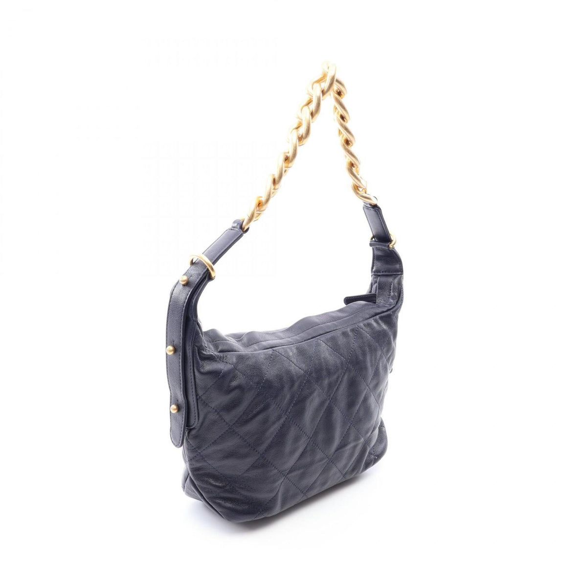 Chanel Navy Leather Handbag Shoulder Bag (Pre-Owned)