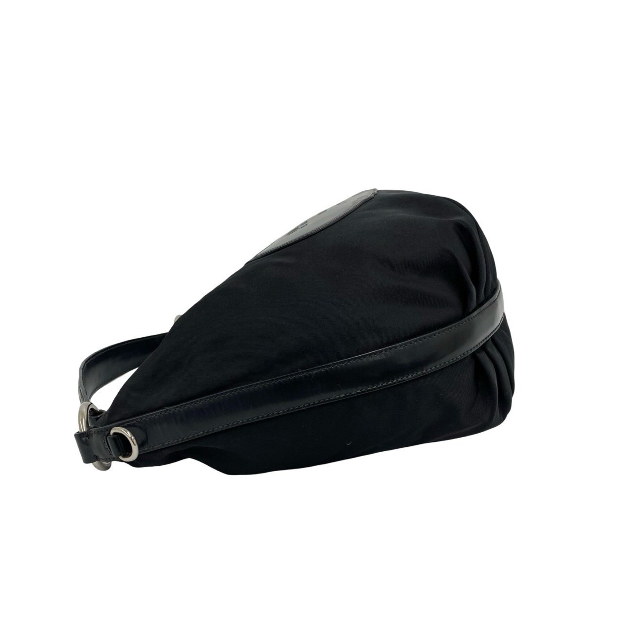 Prada Black Nylon Patent Leather Handbag Tote Bag (Pre-Owned)