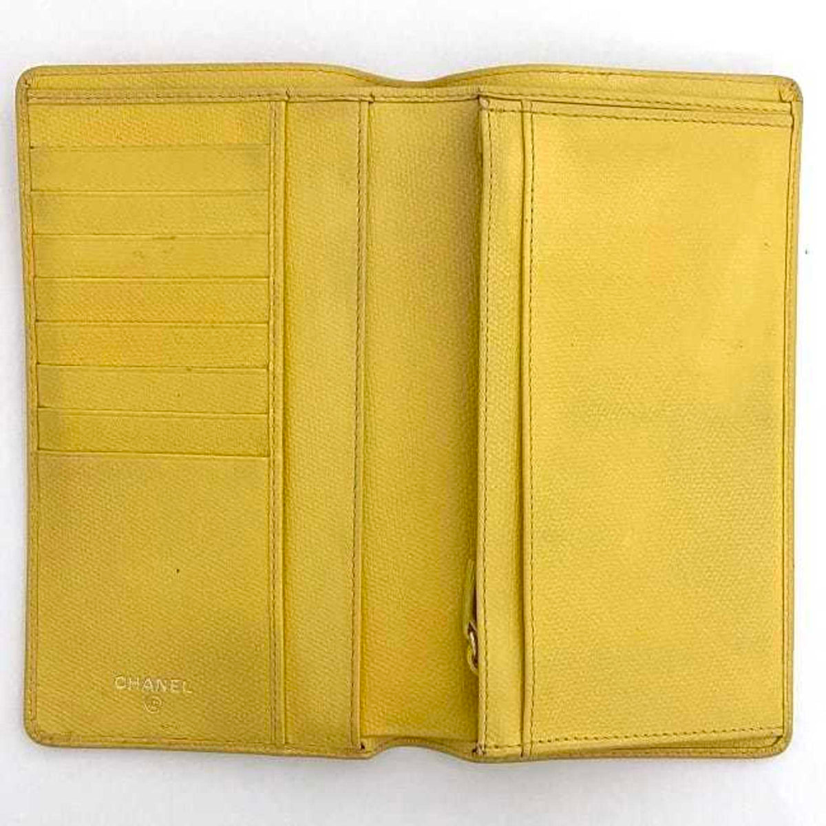 Chanel Yellow Leather Long Wallet (Bi-Fold) (Pre-Owned)