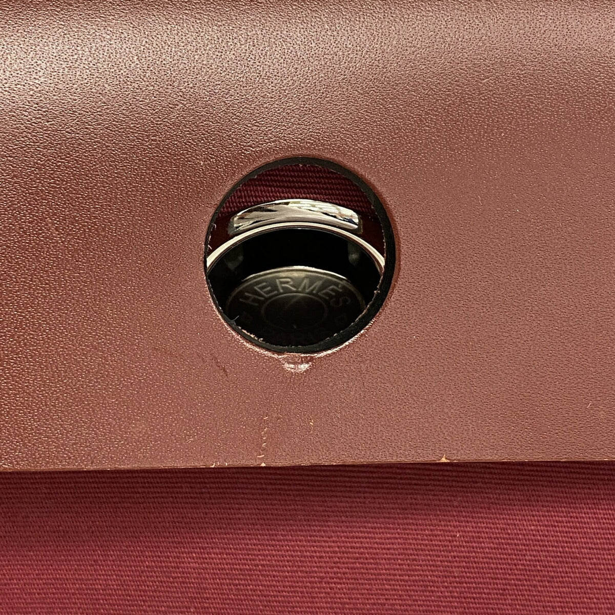 Hermes Red Color Toile Officier Handbag (Pre-Owned)