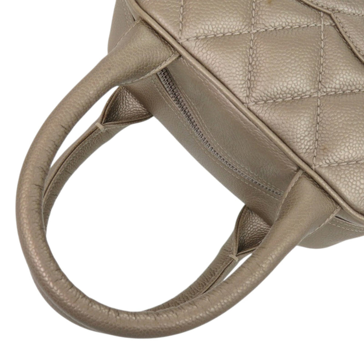 Chanel Champagne Grained Calfskin Handbag (Pre-Owned)