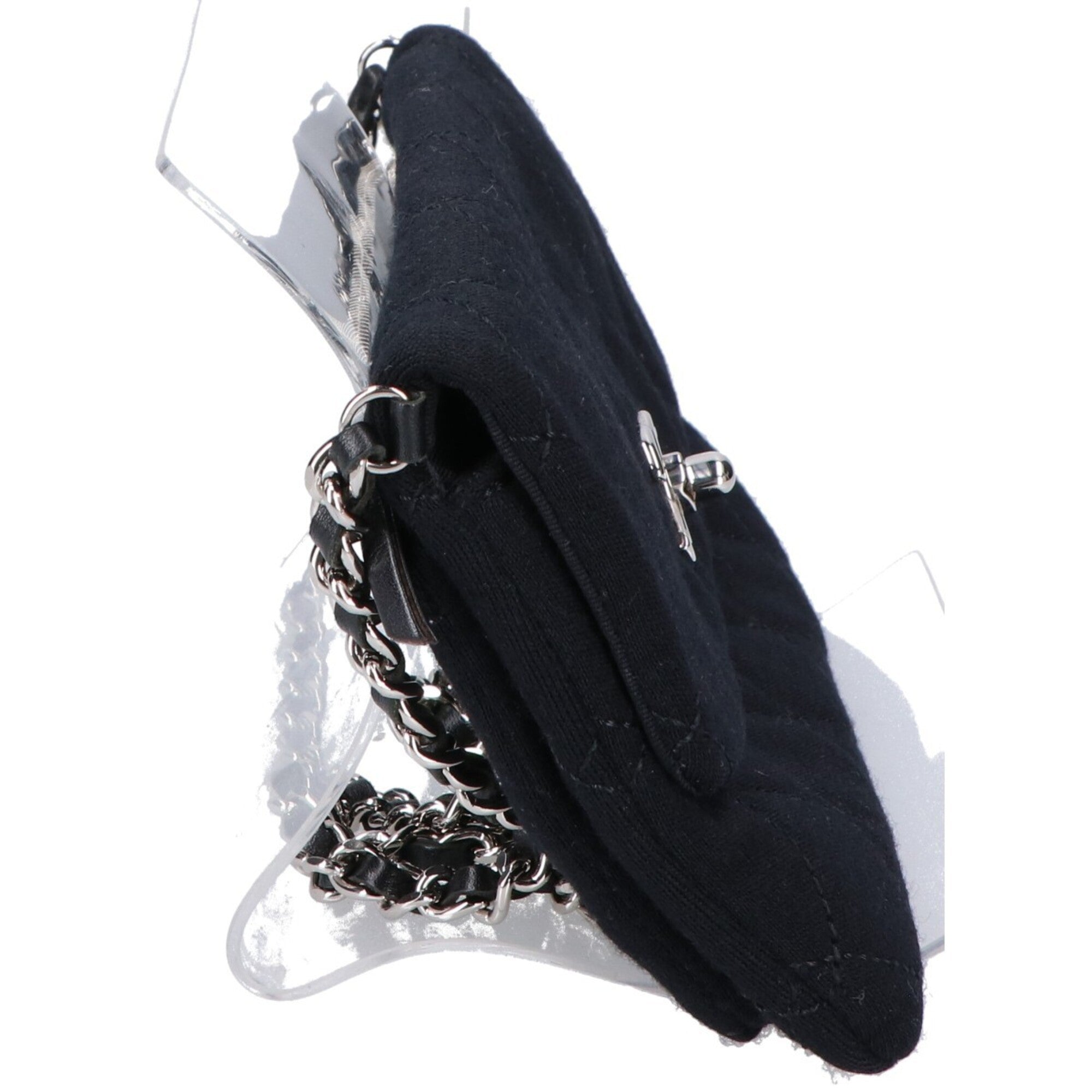 Chanel Black Cotton Chain/Shoulder Wallet (Pre-Owned)