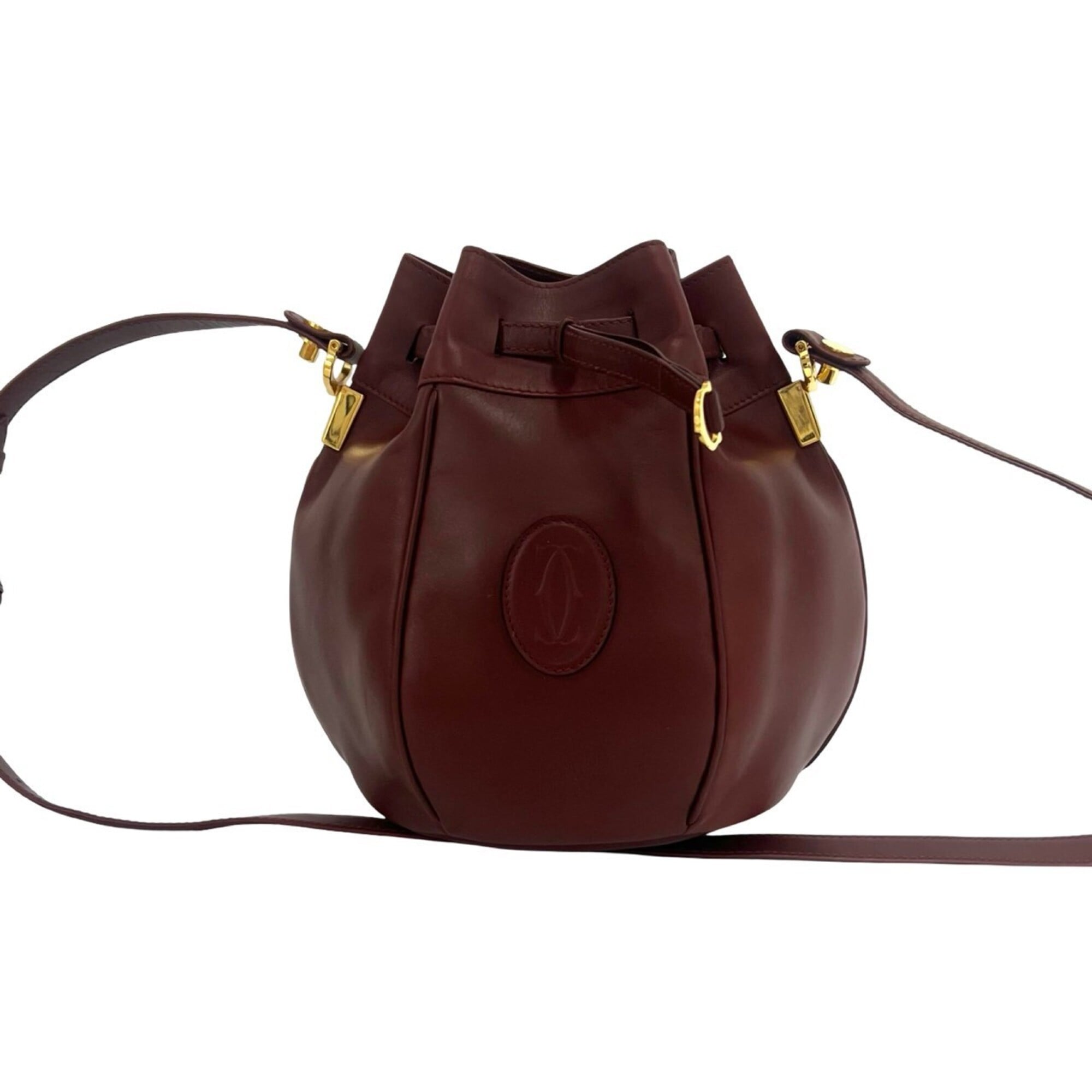 Cartier Wine Red Leather Shoulder Bag (Pre-Owned)