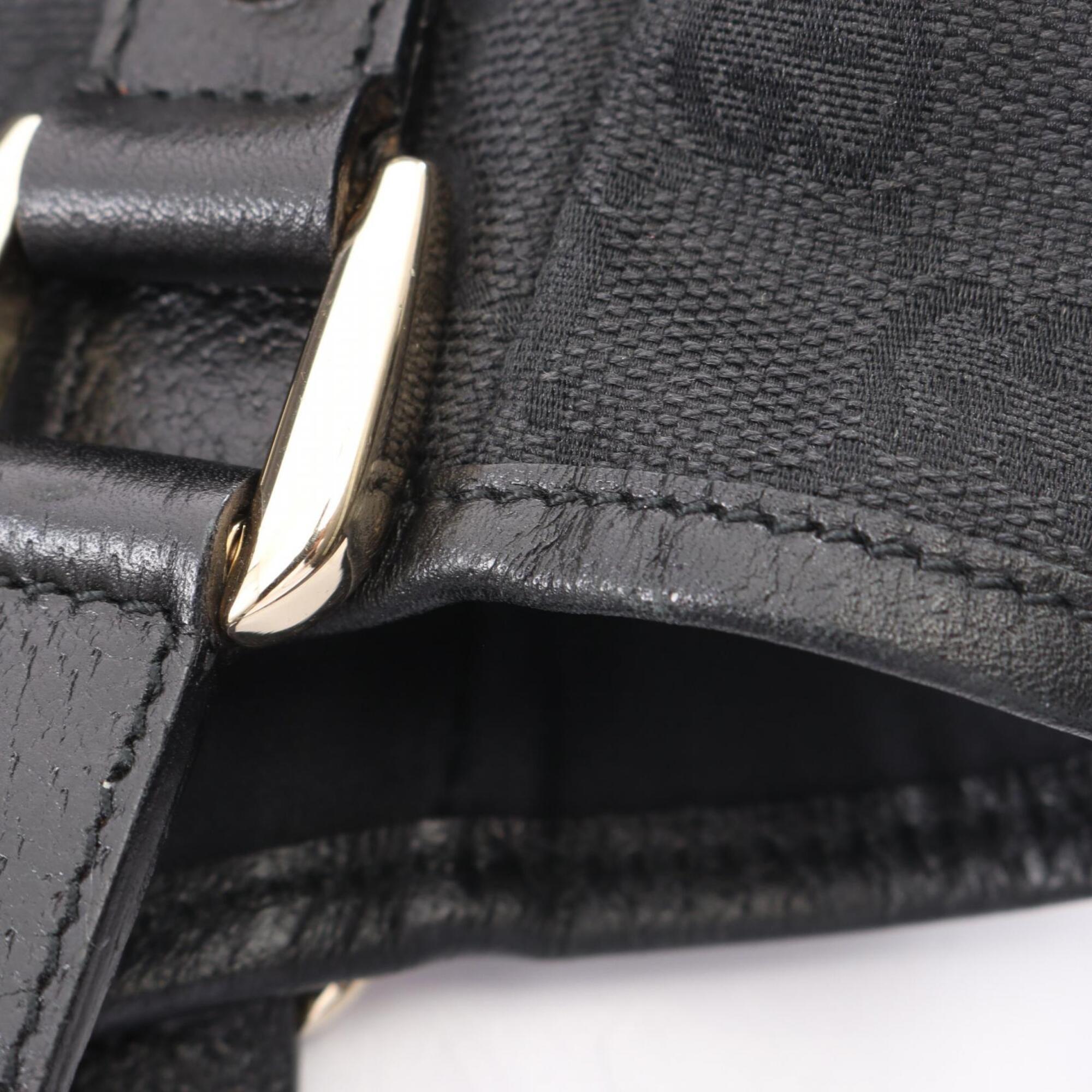 Gucci Black Canvas Leather Shoulder Bag (Pre-Owned)
