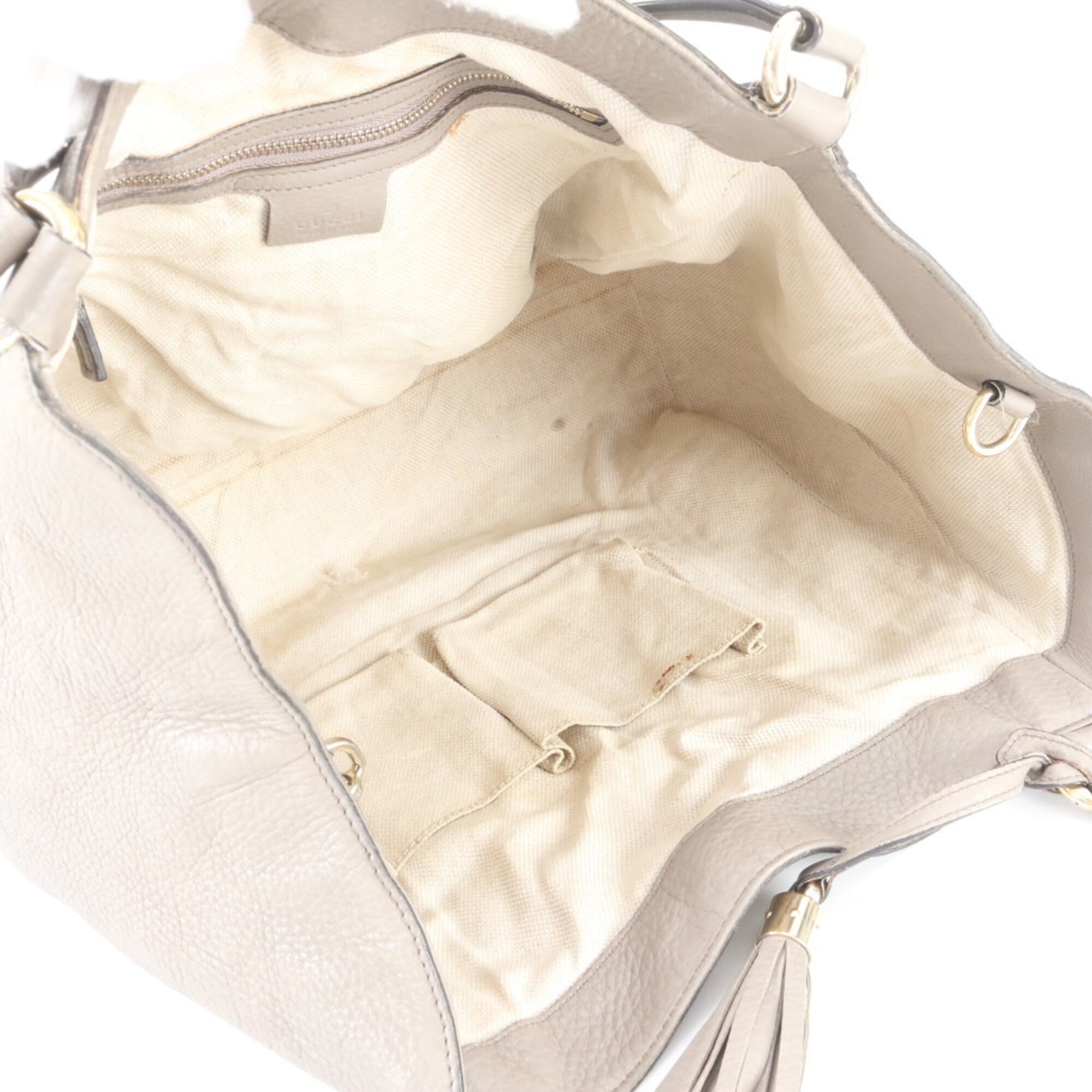Gucci Soho Gray Beige Leather Handbag (Pre-Owned)