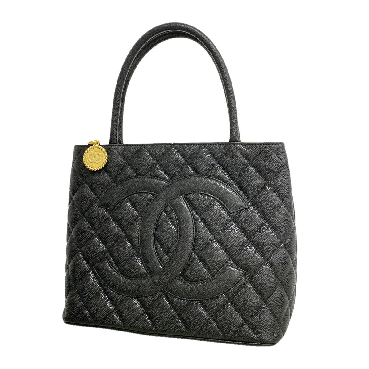 Chanel Black Grained Calfskin Tote Bag (Pre-Owned)