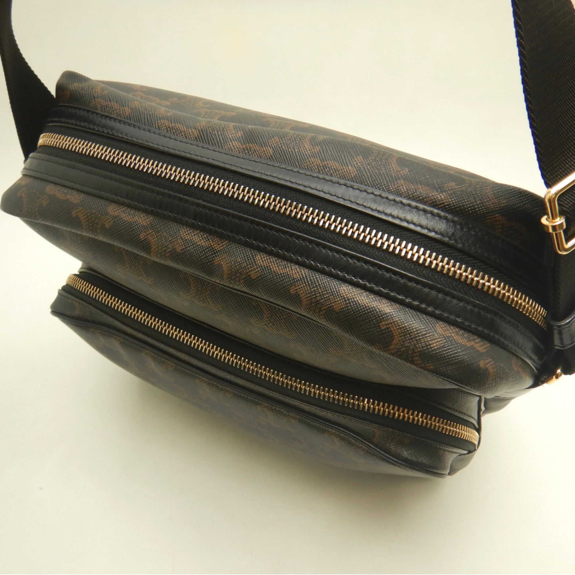 Celine Dark Brown Coated Canvas Messenger Bag Shoulder Bag (Pre-Owned)