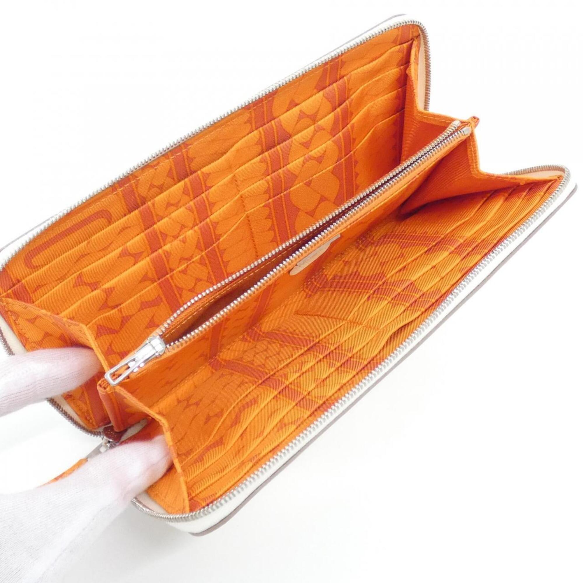 Hermes Orange Epsom Leather Silk Long Wallet (Bi-Fold) (Pre-Owned)