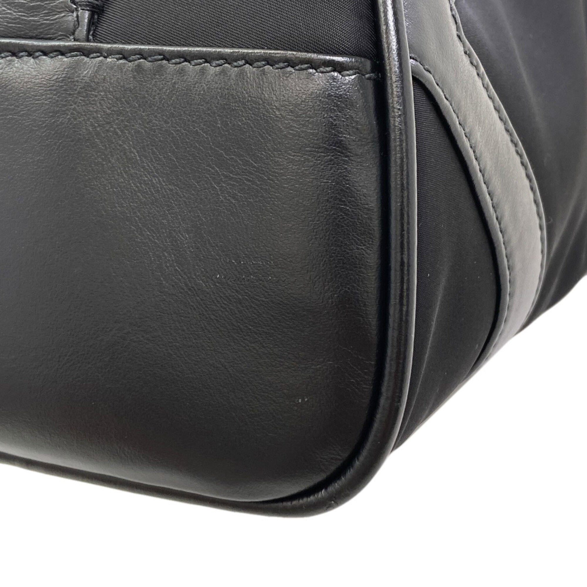 Prada Black Nylon Leather Handbag (Pre-Owned)