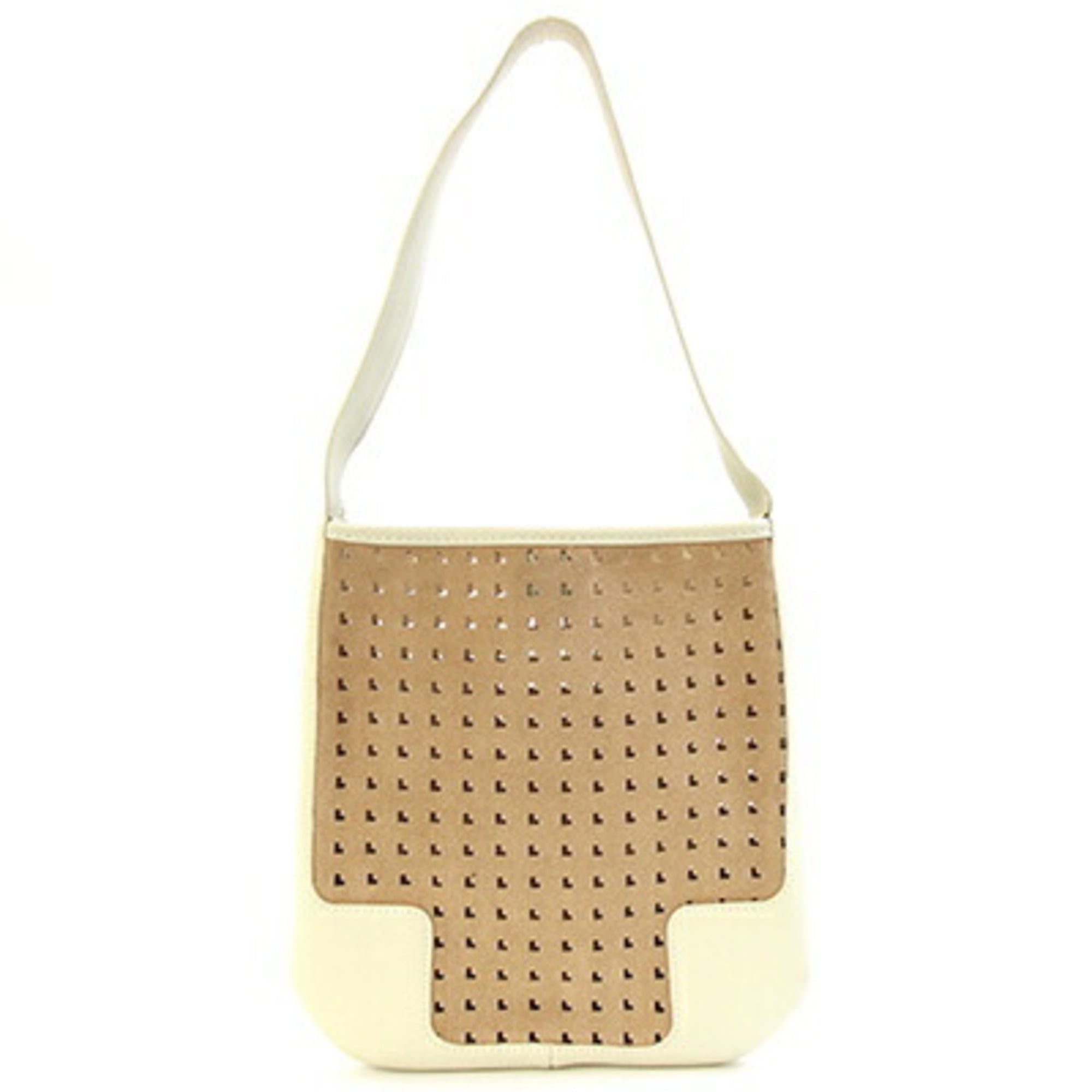 Loewe Ivory Light Brown White Suede Leather Shoulder Bag (Pre-Owned)