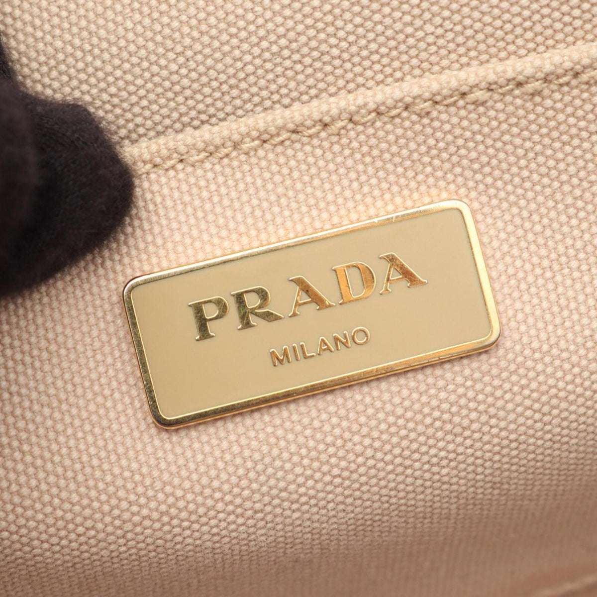 Prada Beige Black Bordeaux Canvas Handbag Tote Bag (Pre-Owned)