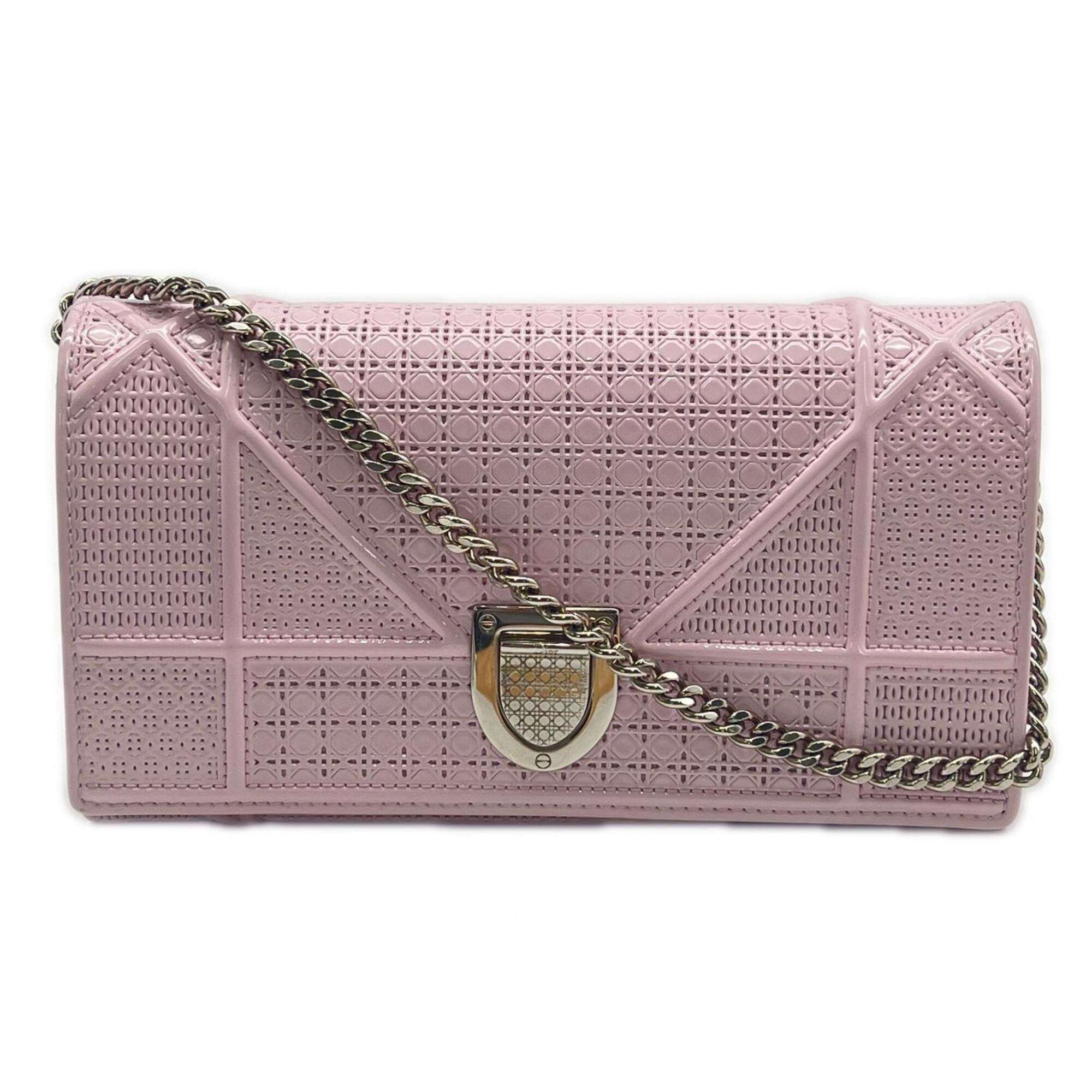 Christian Dior Pink Leather Chain/Shoulder Wallet (Pre-Owned)