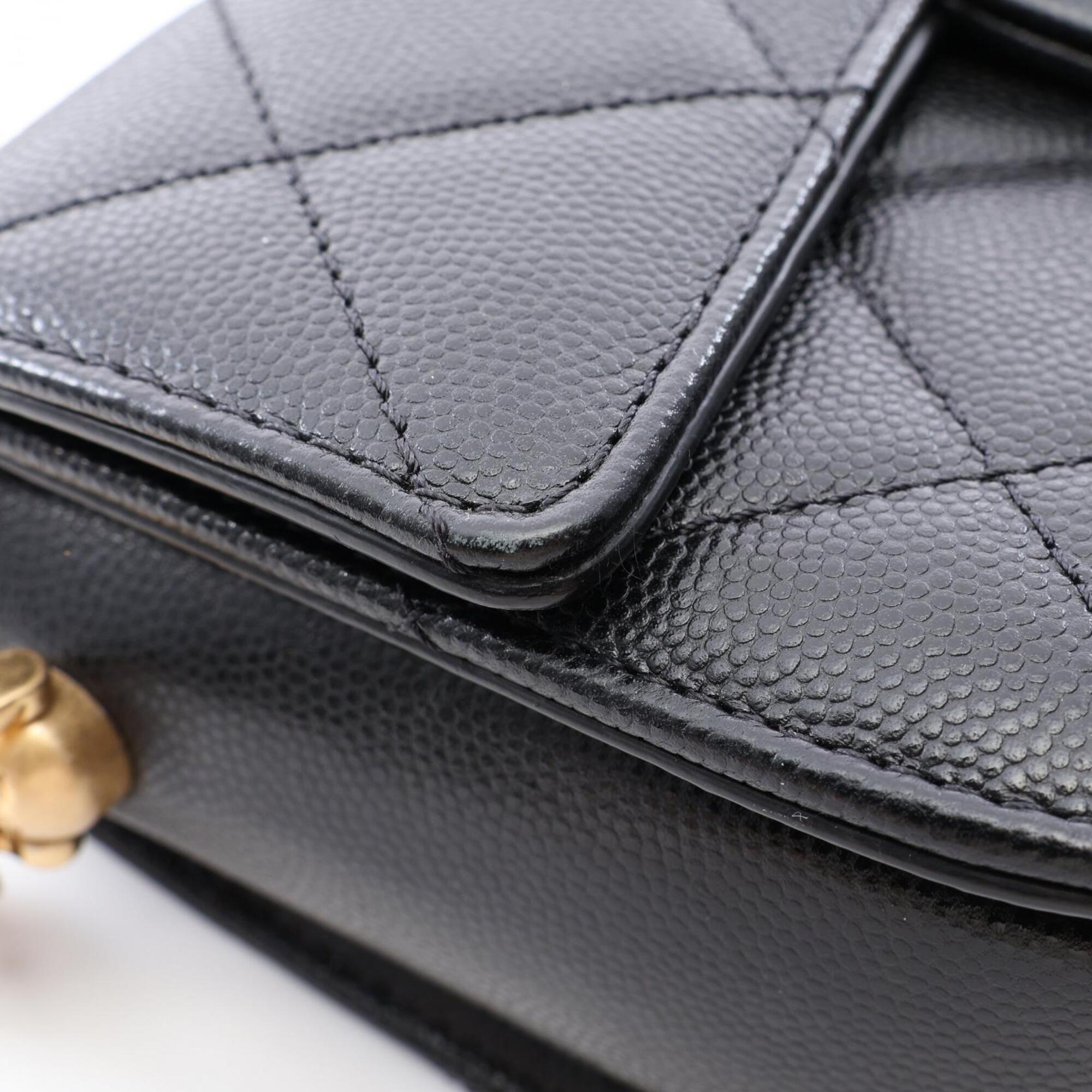 Chanel Black Grained Calfskin Handbag Shoulder Bag (Pre-Owned)