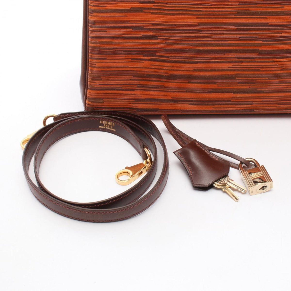 Hermes Brown Multi-Color Orange Vibrato Leather Leather Handbag (Pre-Owned)