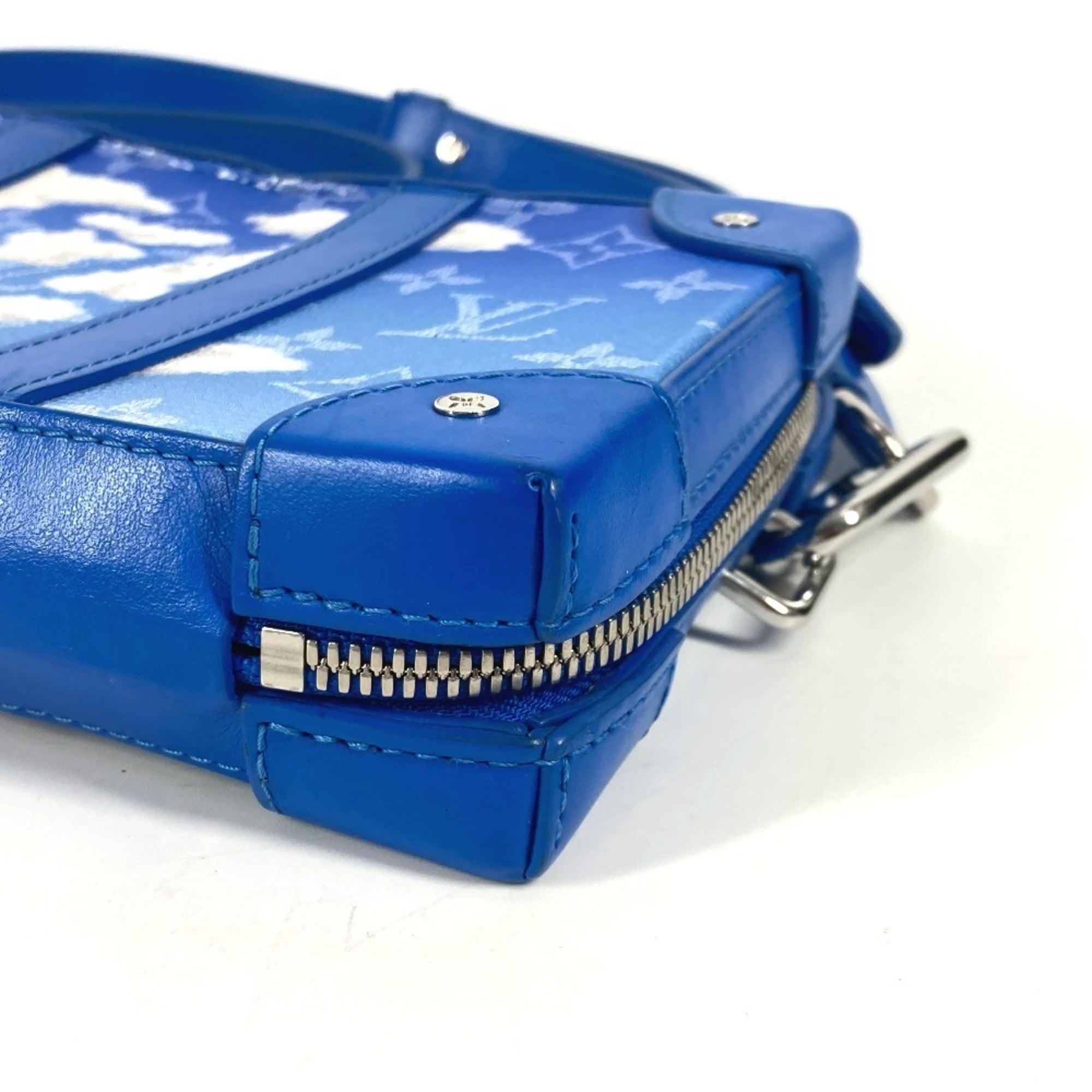Louis Vuitton Blue White Monogram Clutch Bag Pochette Shoulder Bag (Pre-Owned)