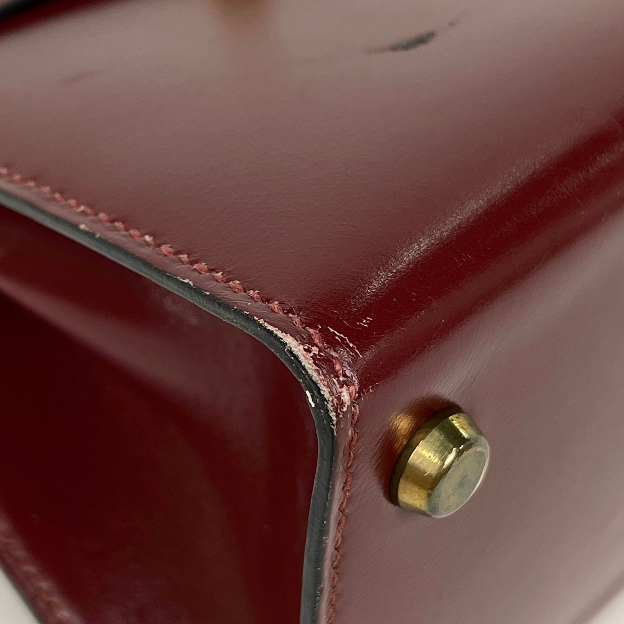 Hermes Red Color Box Calf Leather Shoulder Bag (Pre-Owned)