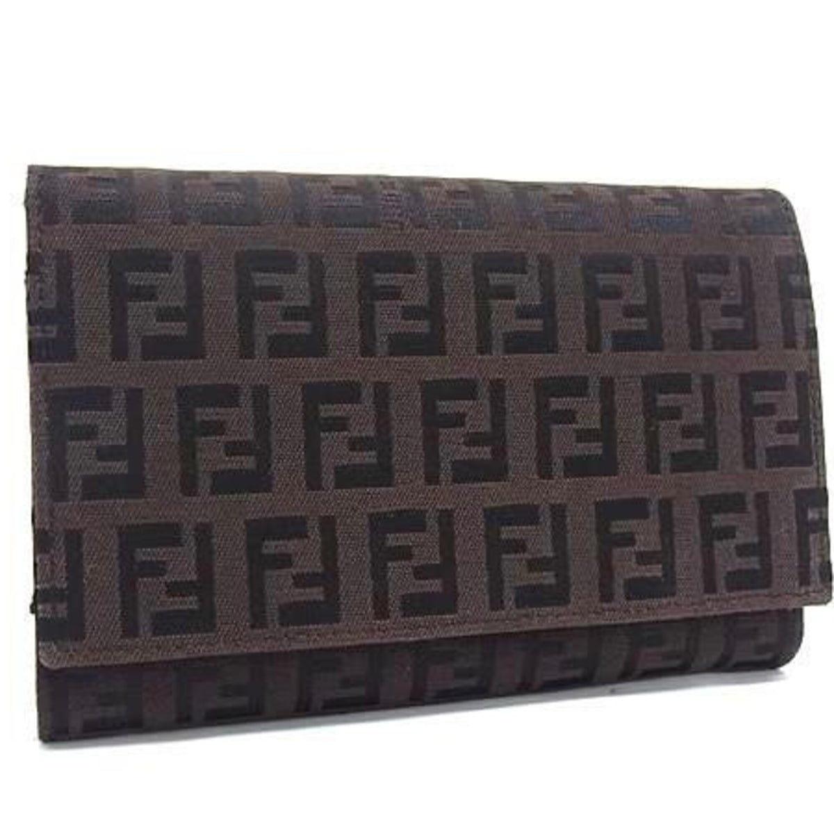 Fendi Zucchino Black Brown Canvas Leather Wallet (Bi-Fold) (Pre-Owned)