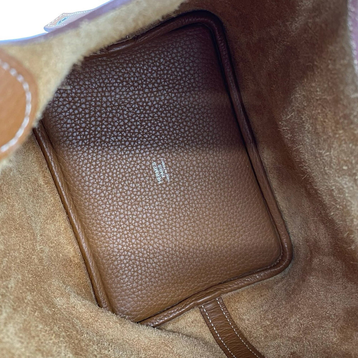 Hermes Brown Taurillon Clemence Leather Handbag Tote Bag (Pre-Owned)