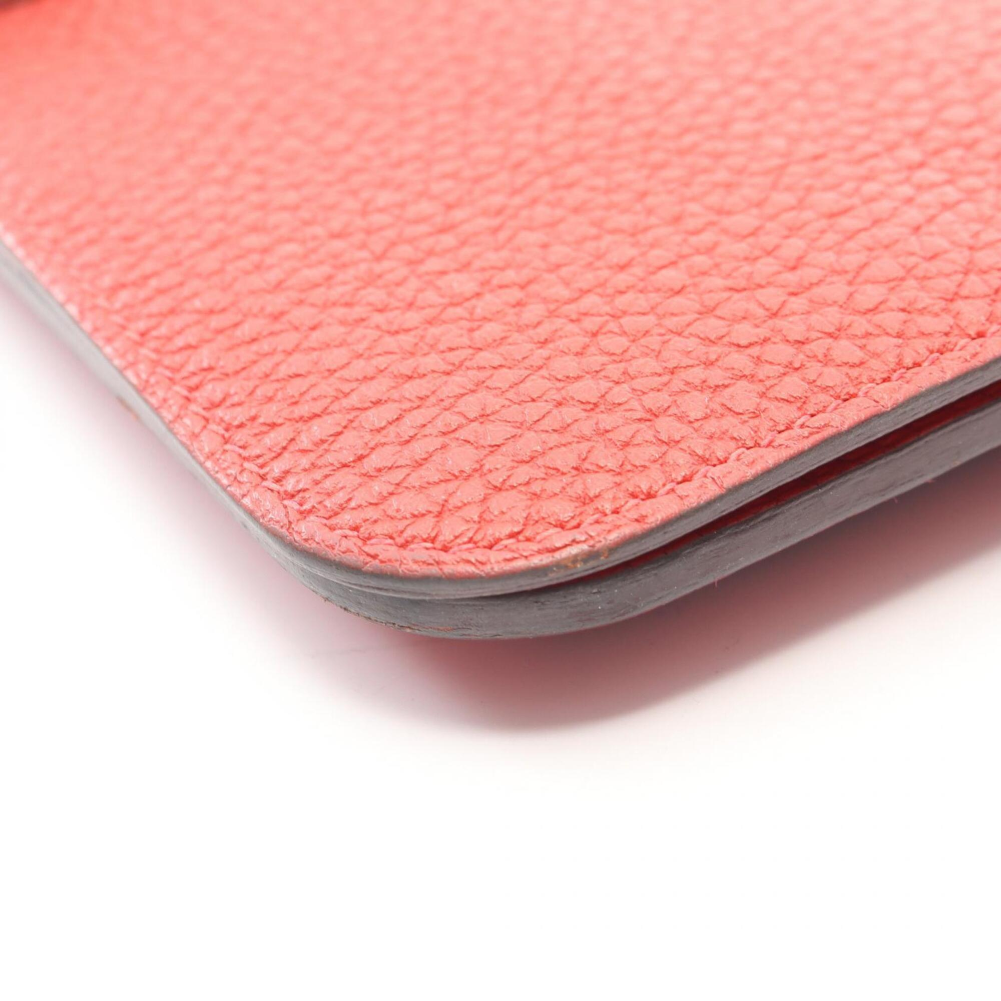 Hermes Red Color Vermilion Leather Long Wallet (Bi-Fold) (Pre-Owned)