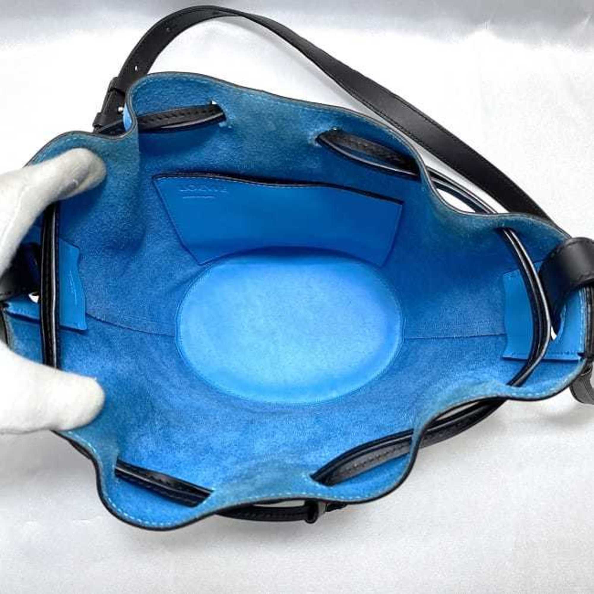 Loewe Black Light Blue Leather Shoulder Bag (Pre-Owned)