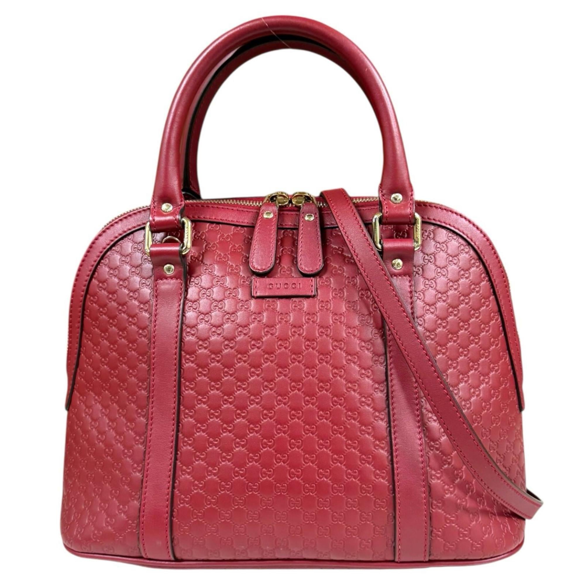 Gucci Red Color Leather Handbag Shoulder Bag (Pre-Owned)