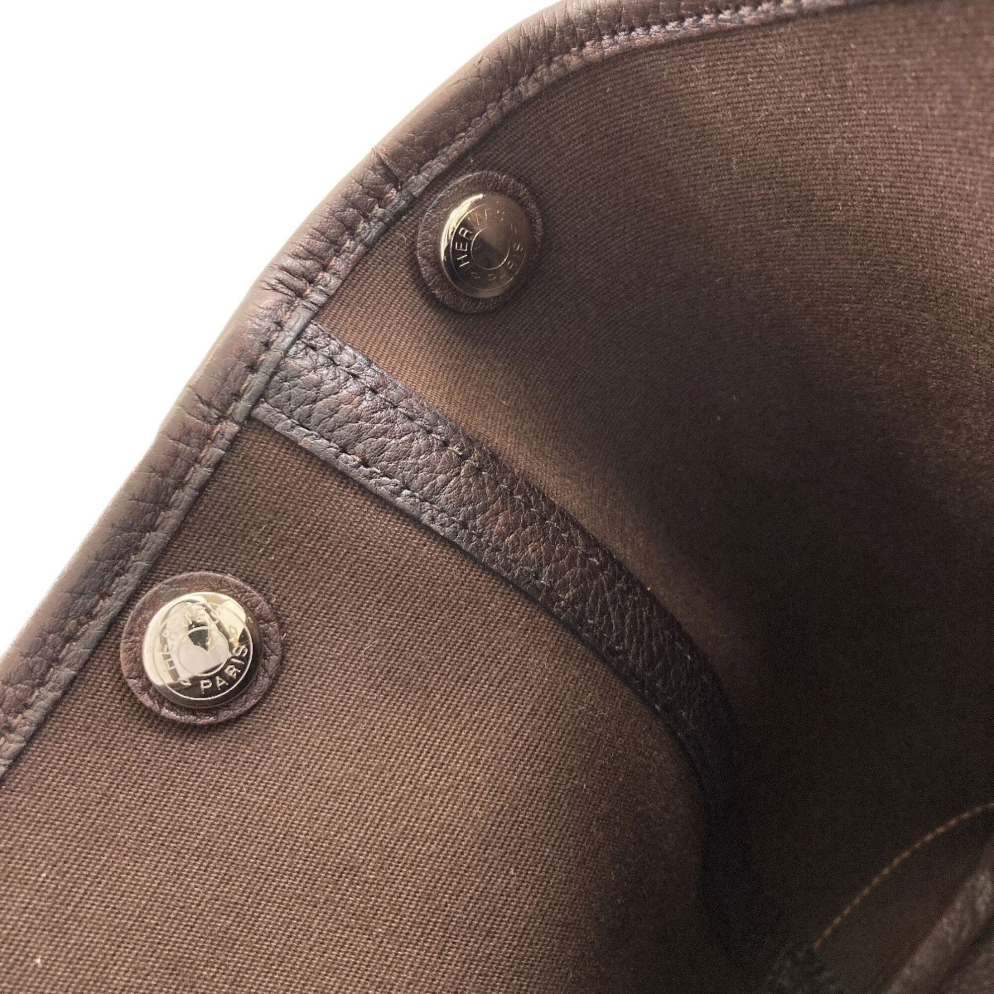 Hermes Dark Brown Toile Officier Tote Bag (Pre-Owned)