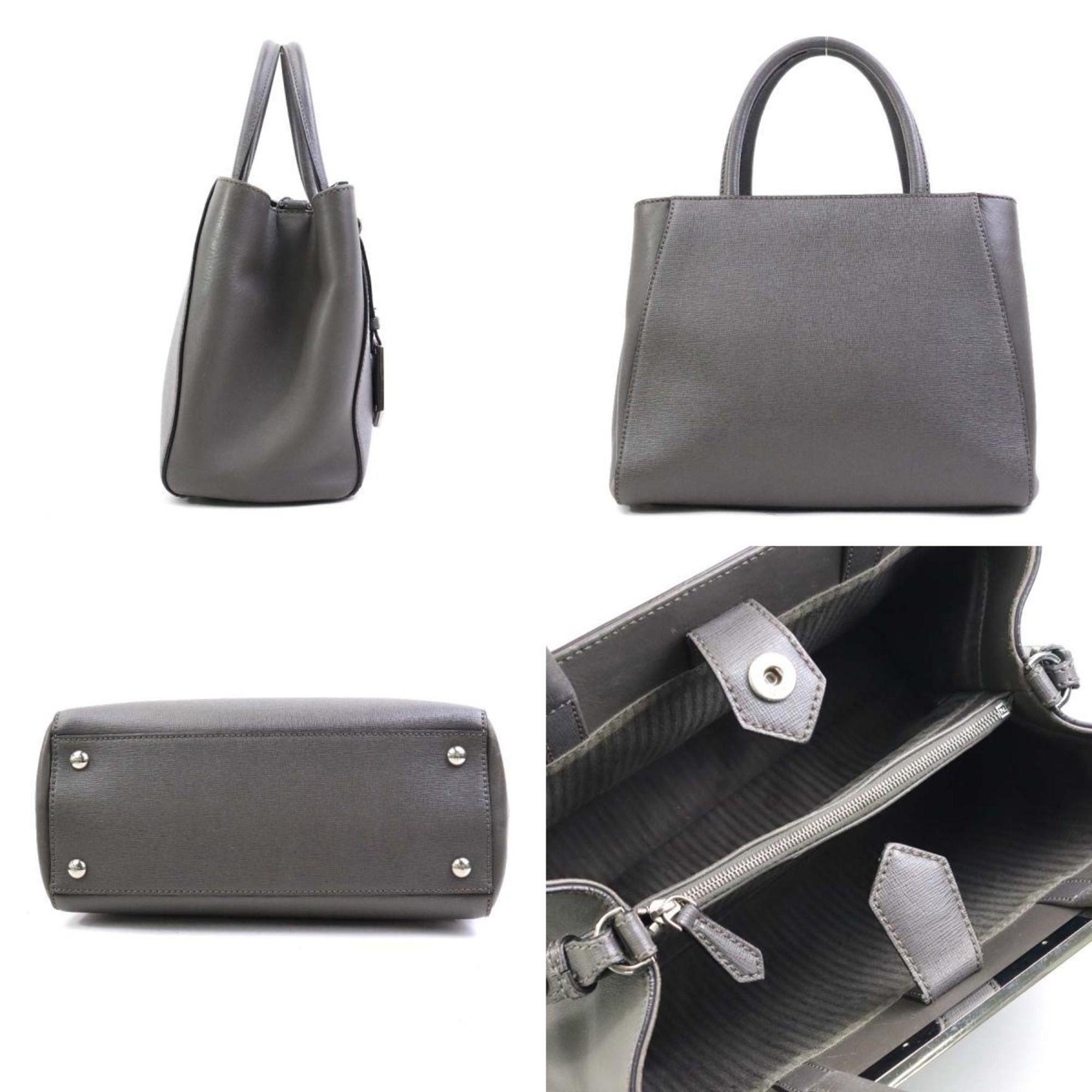 Fendi Gray Leather Handbag Shoulder Bag (Pre-Owned)