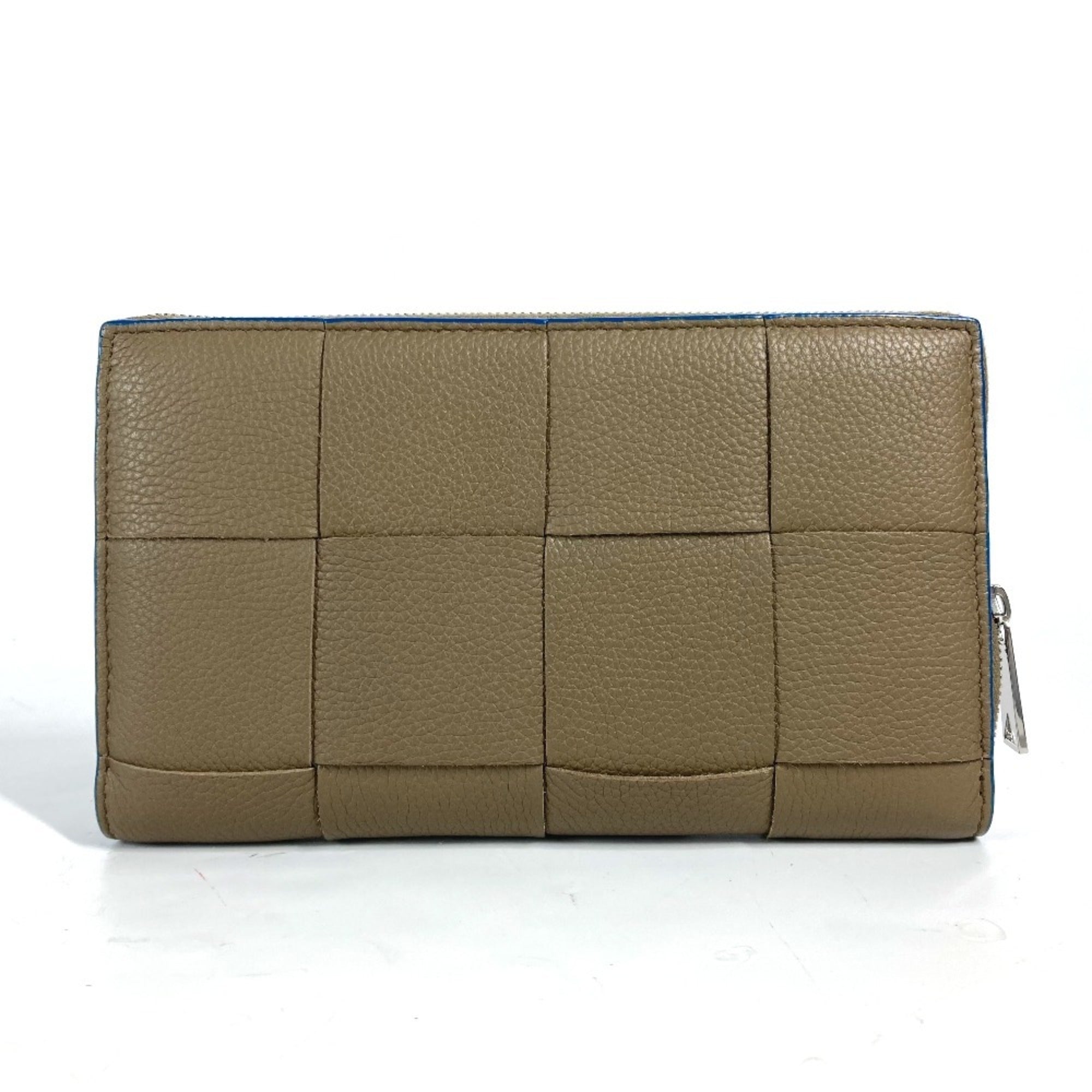 Bottega Veneta Blue Brown Leather Long Wallet (Bi-Fold) (Pre-Owned)
