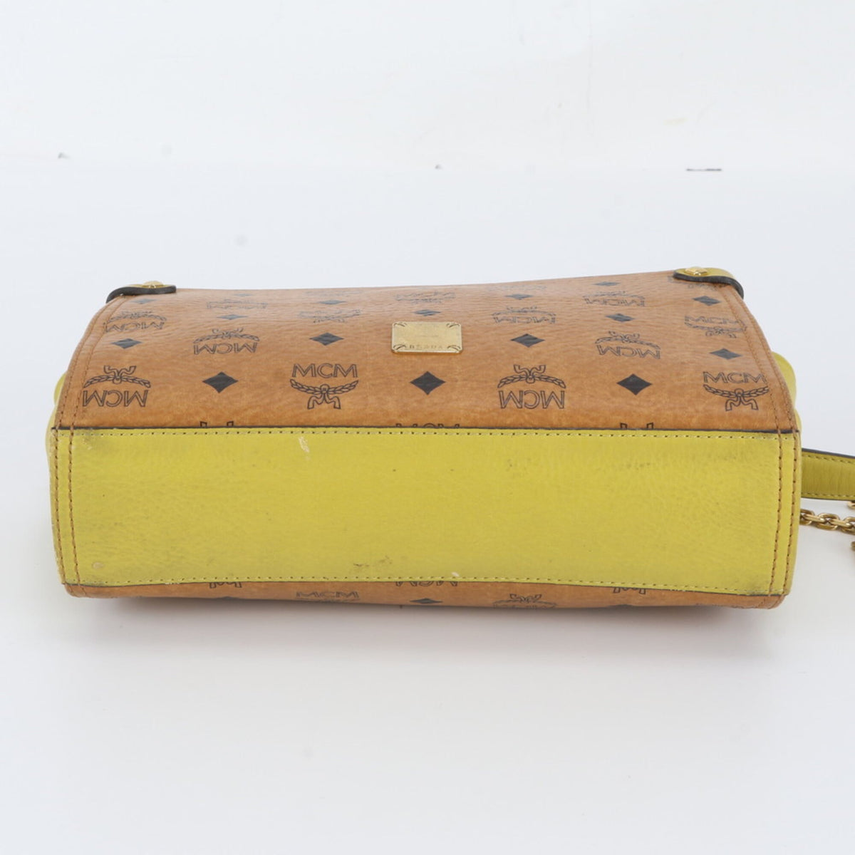 Mcm Brown Green Leather Coated Canvas Crossbody Bag Shoulder Bag (Pre-Owned)
