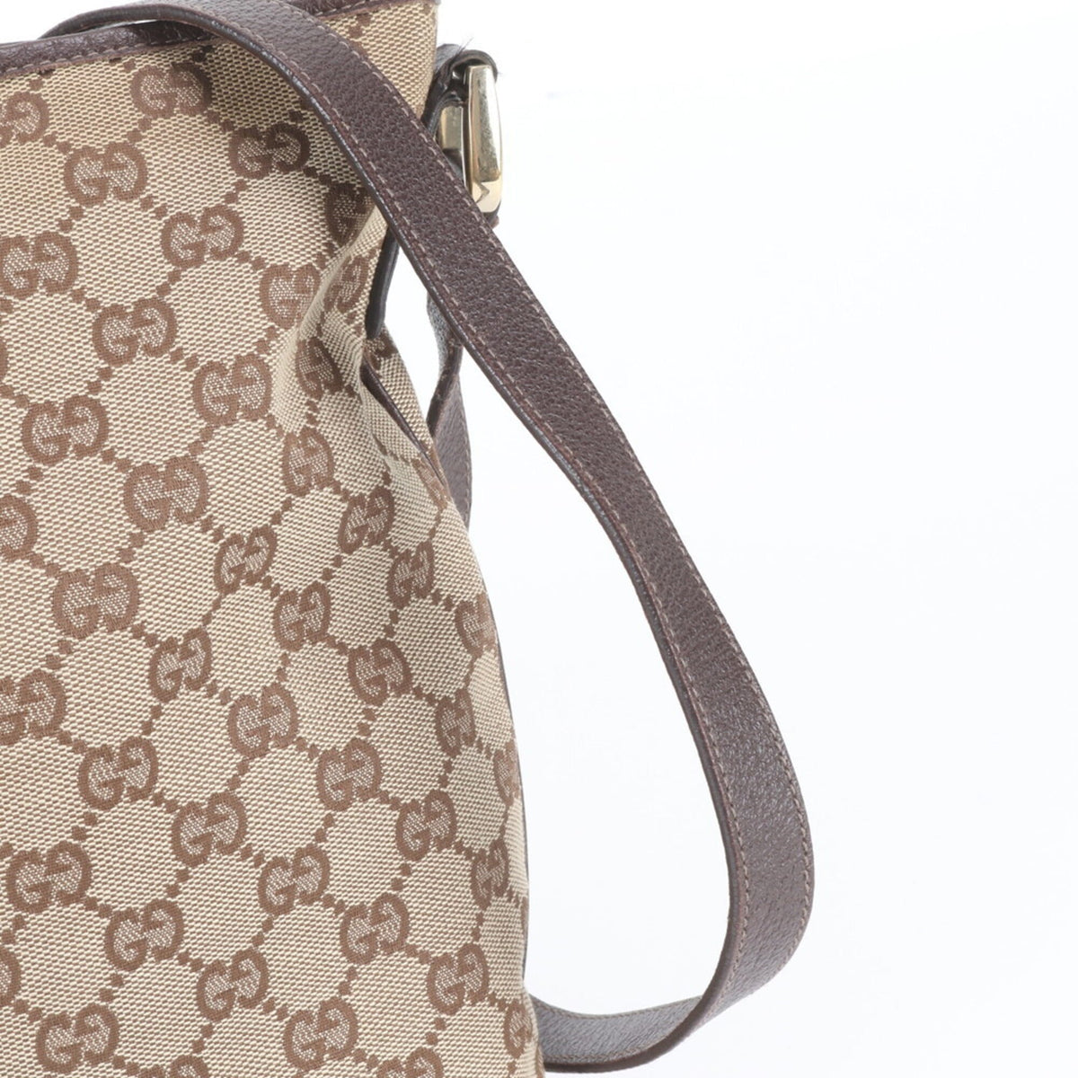 Gucci Brown Leather Canvas Messenger Bag Shoulder Bag (Pre-Owned)