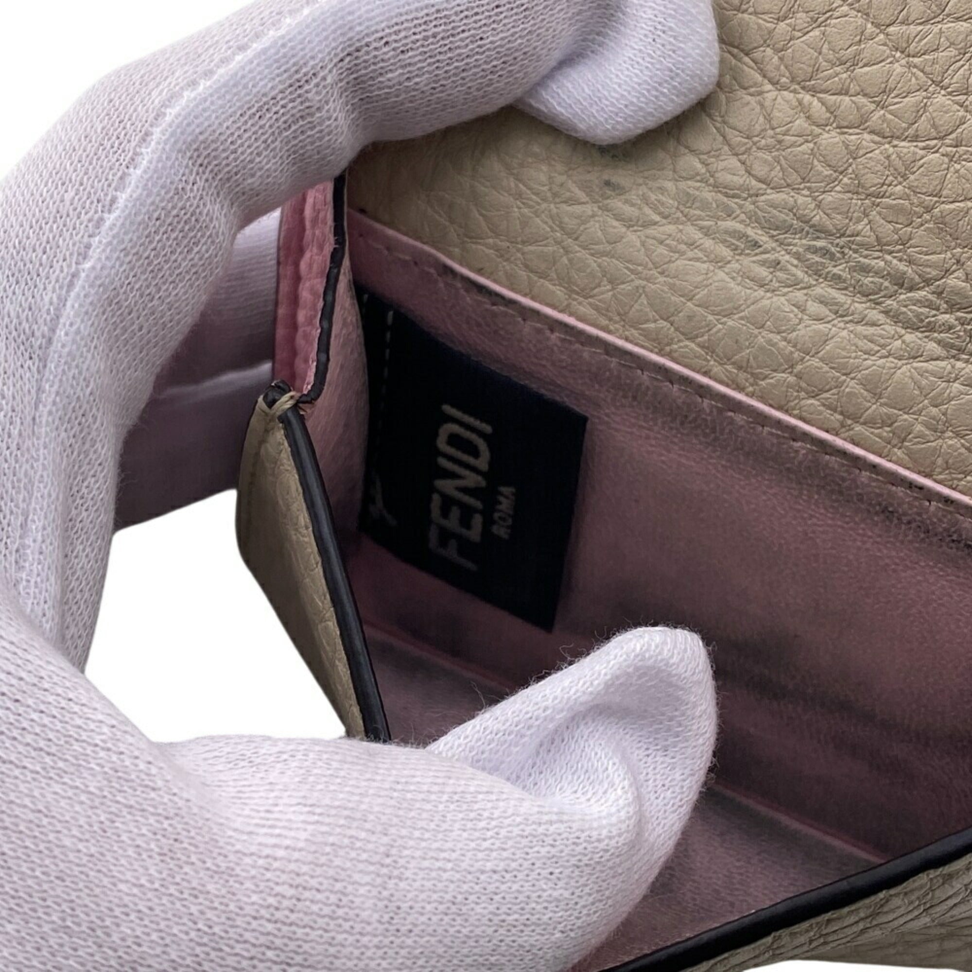 Fendi Beige Leather Wallet (Tri-Fold) (Pre-Owned)