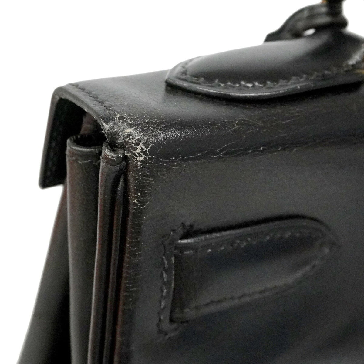 Hermes Black Box Calf Leather Handbag (Pre-Owned)